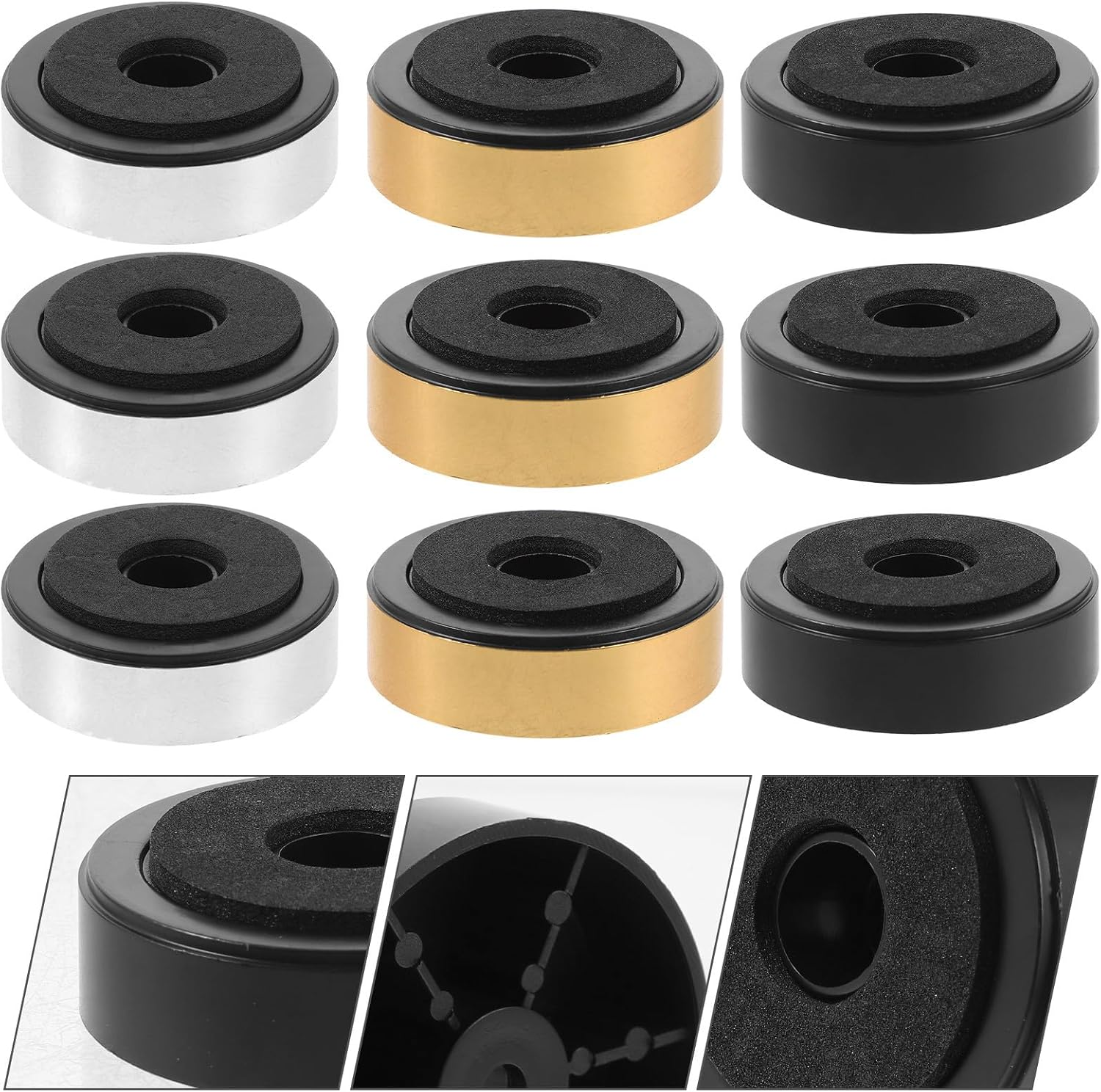 FUNNETOYU 12Pcs Subwoofer Isolation Feet 47X15Mm Speaker Cabinet Feet Anti-Vibration Pads for Audio Amplifiers with Foam Shock Absorber Compatible with Home Theater and Hifi Systems