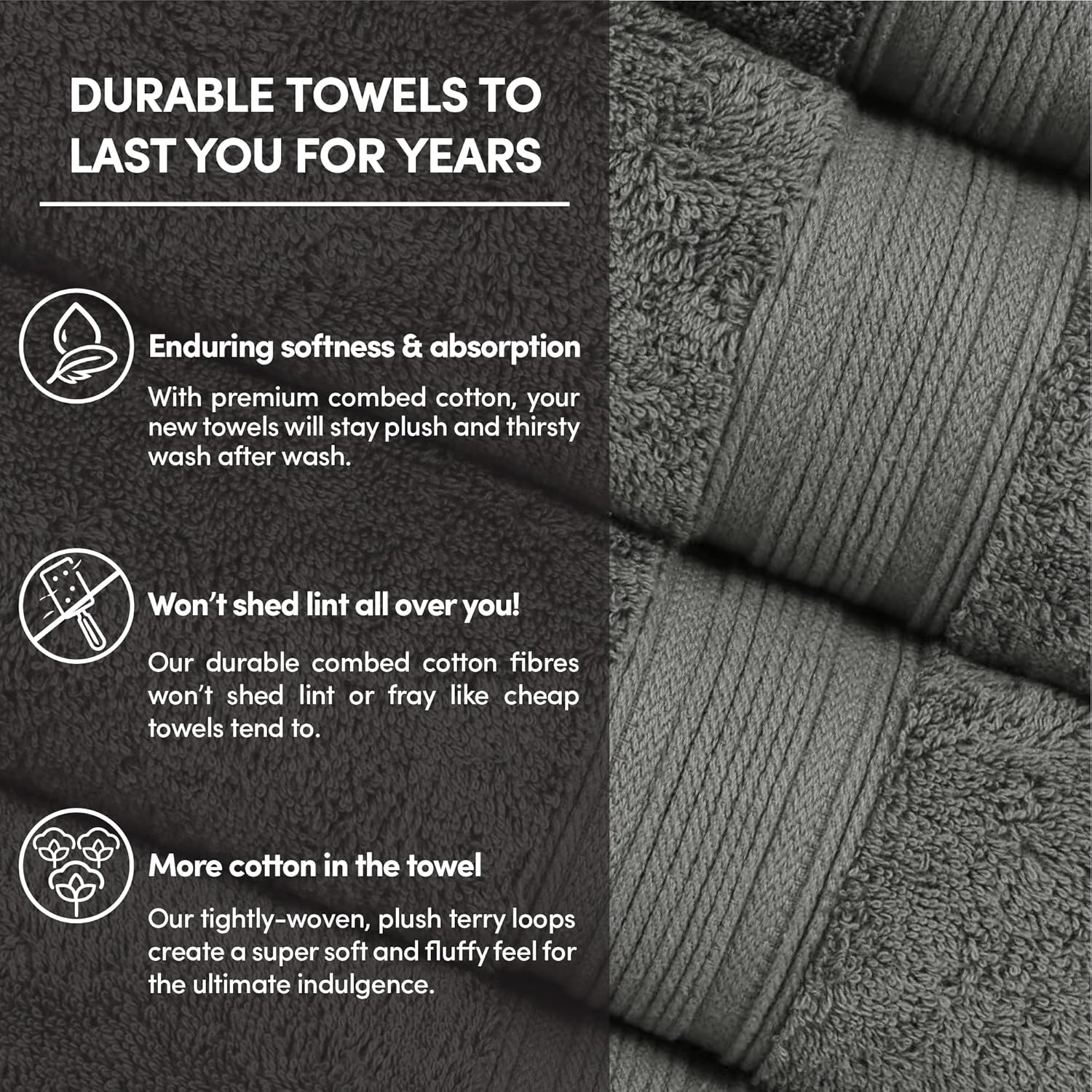 Trends Alley Bourgeois Luxury Bath Towel Set (Pack of 6) | 2 Bath Towels, 2 Hand Towels & 2 Washcloths | 100% Combed Cotton (600 GSM) | Ultra-Soft & Absorbent | Quick-Drying & Durable | Earth-Friendly image number 4