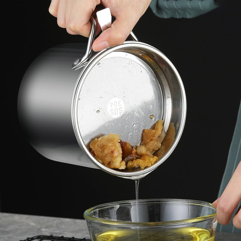 1.8L Oil Strainer Pot Grease Can Bacon Grease Container with Fine Mesh Strainer image number 3