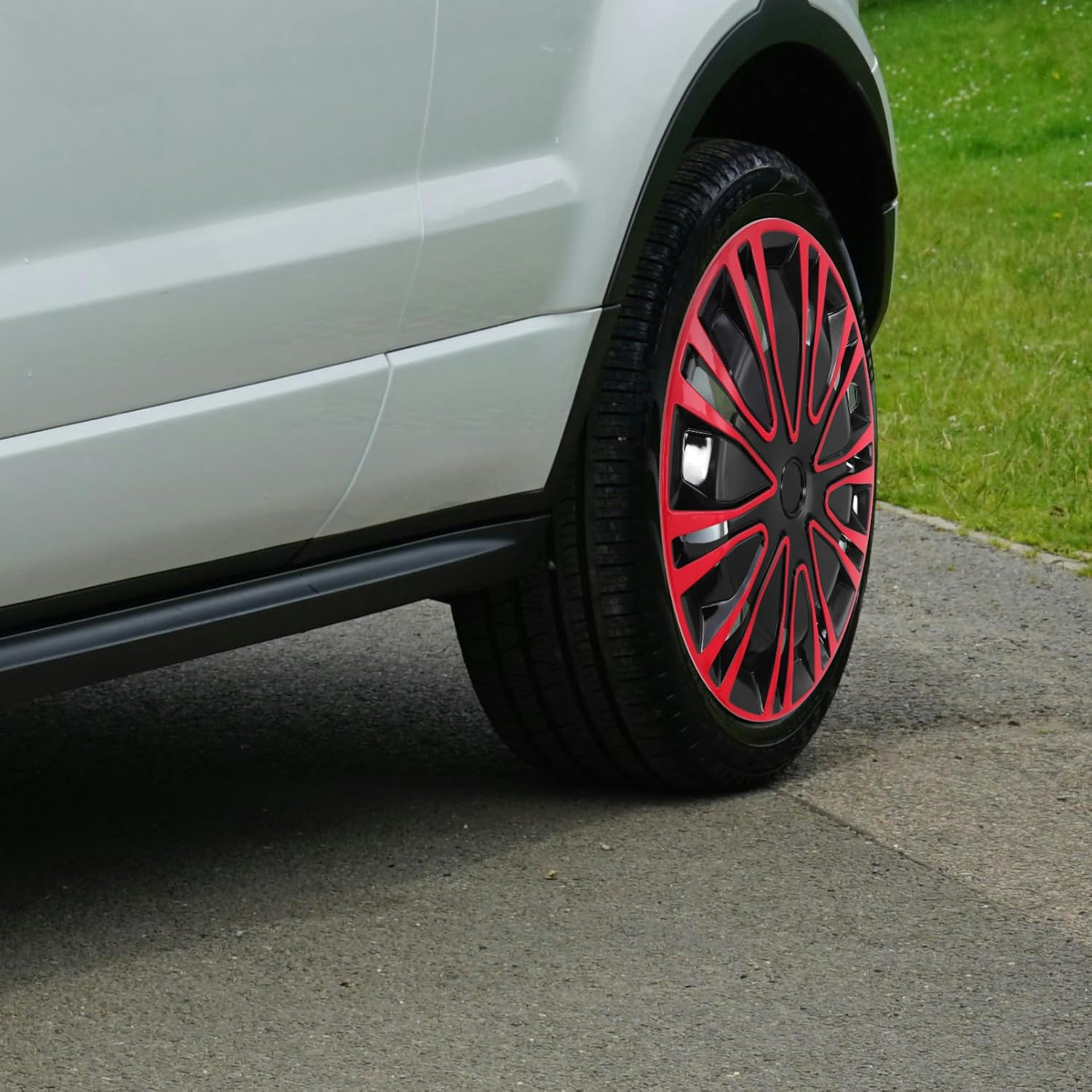 LALADEFIEE 14-Inch Car Hubcaps Decorative Hub Cover Red Black 2-Tone Universal Wheel Rim Covers Automotive Wheel Hub Caps for Cars image number 6