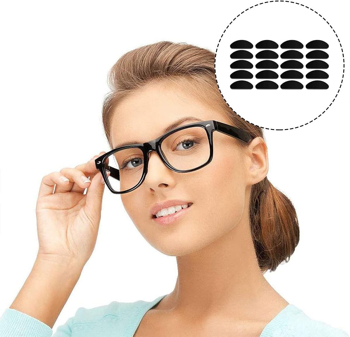 Silicone Nose Pads, 40 PCS Adhesive Anti-Slip Eyeglass Nose Pads for Glasses, Sunglasses (Clear & Black) image number 2