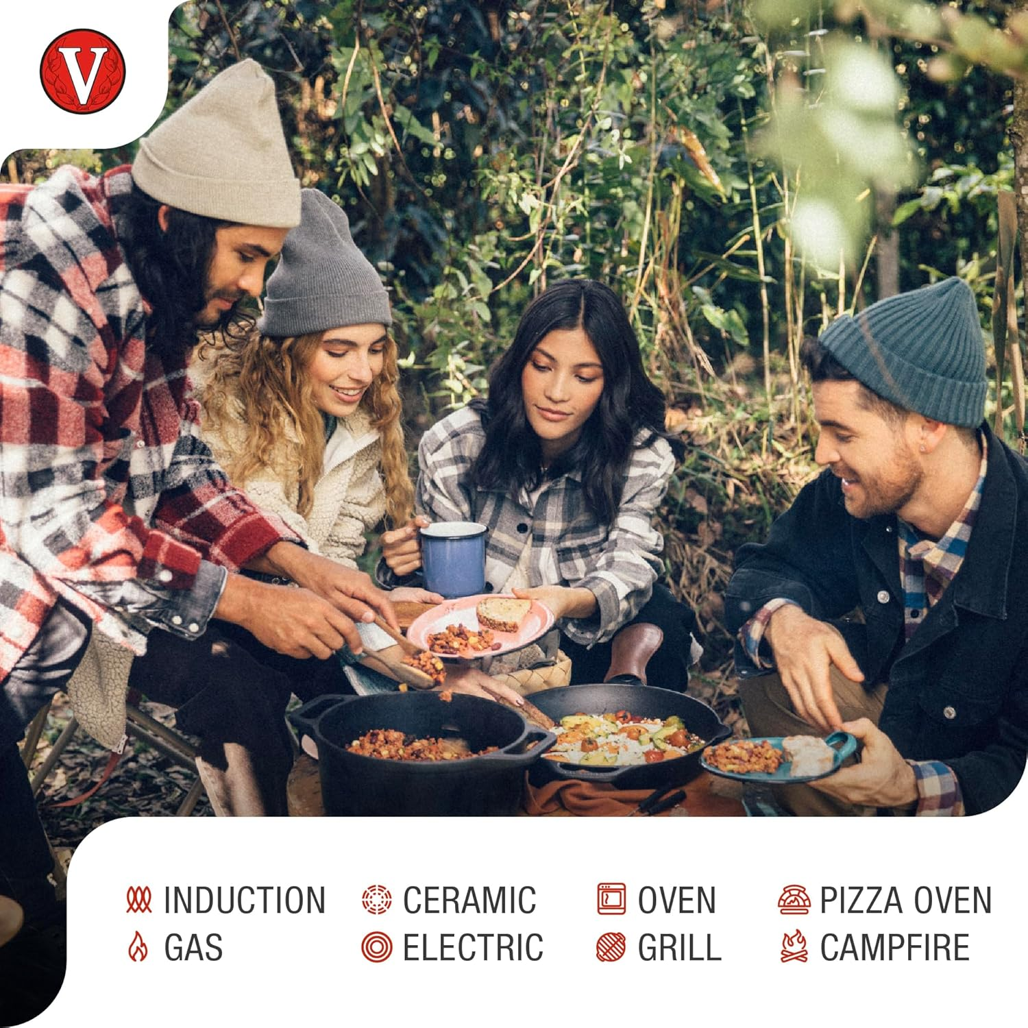 Victoria Cast-Iron Poffertjes Dutch Pancake Pan with Loop Handles, Preseasoned with Flaxseed Oil, Made in Colombia image number 2