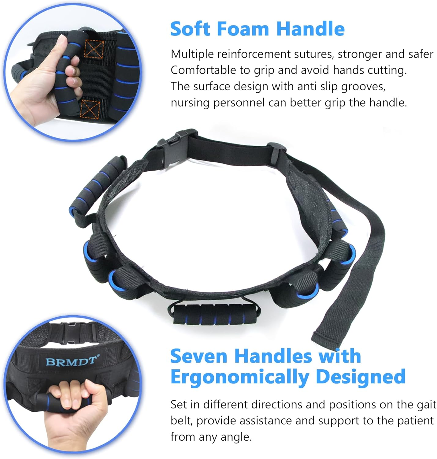 Gait Belt Transfer Belts for Seniors, Gate Belts Medical for Elderly Mobility Limited People Standing & Walking Assist Aid, 5.4" Widened Gait Belt with 7 Soft Handles, Quick Release Buckle image number 3