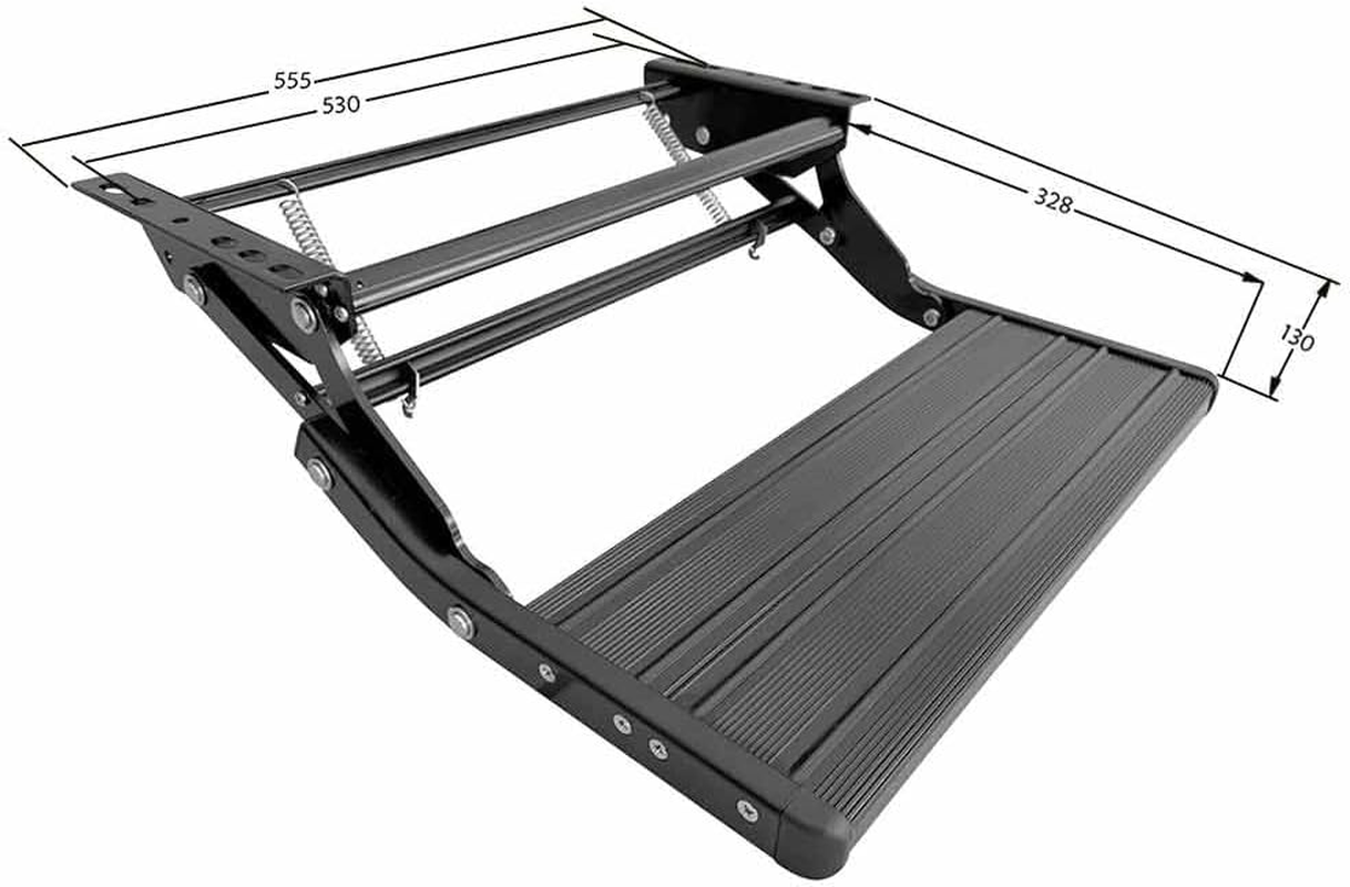 Camper Trailer Caravan Step Aluminium Pull Out Folding Caravan Step Motorhome RV Parts Accessories Step Load Bearing 200Kg-Black