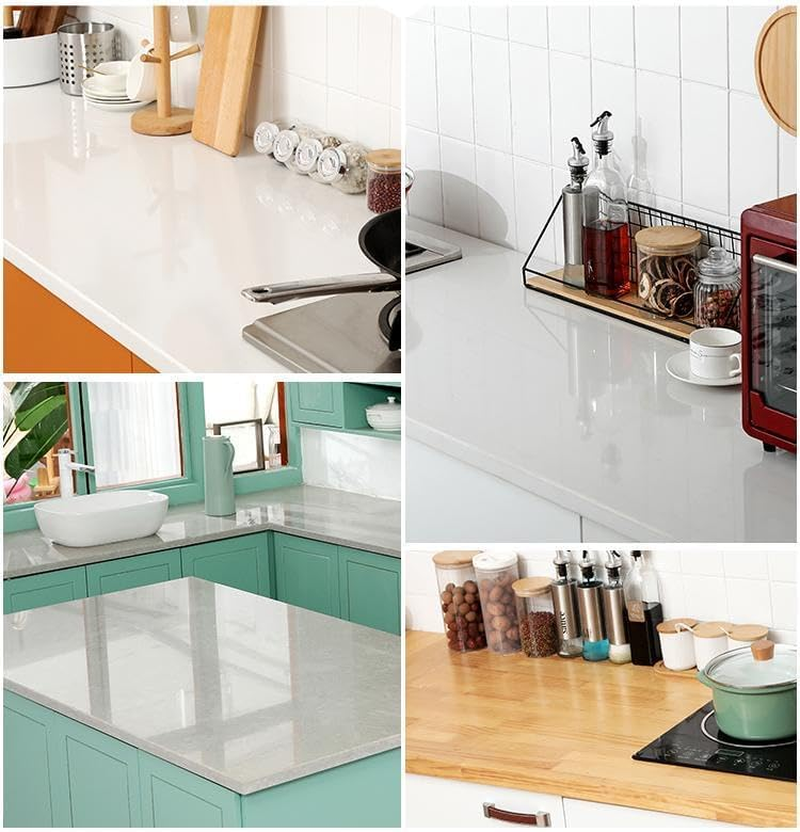 Clear Contact Paper Roll 17.7'' X 118'' Clear Glossy Self-Adhesive Film Cover Removable Protective Film Transparent Liners Drawers Shelves Kitchen Cabinets Desks Fridge Roll image number 6