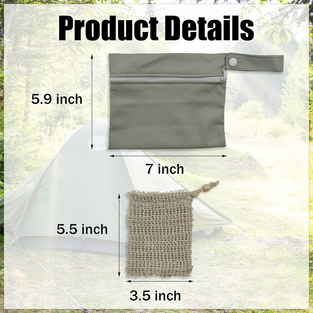 2 Soap Bags & 2 Foaming Nets,Waterproof & Leakproof Bag, Bar Soap Pouch for Shower,Natural Sisal Fiber Soap Savers,Portable Quick-Dry Waterproof Bag for Travel & Camping image number 5