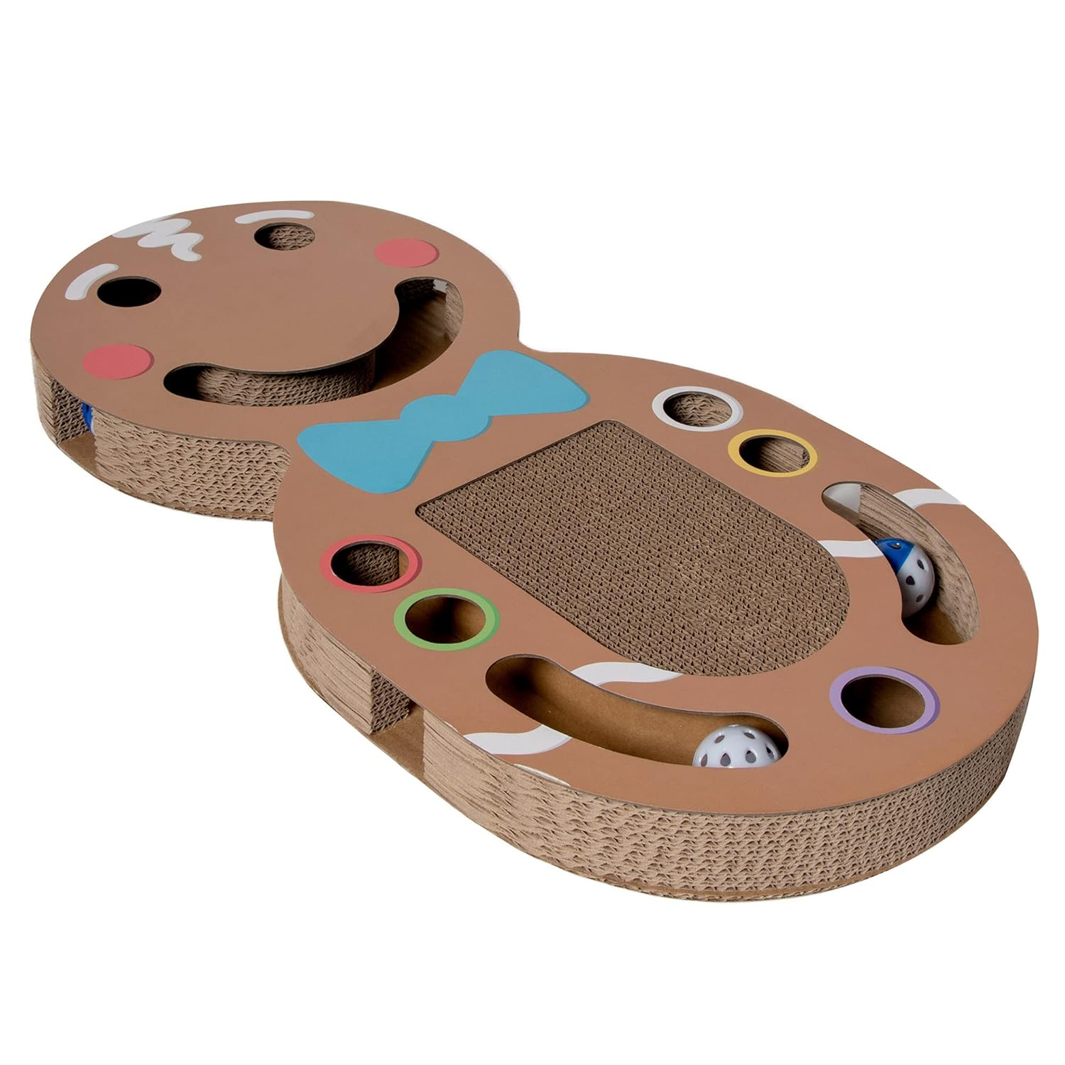 Furhaven Pet Cat Scratcher | Gingerbread House Corrugated Cat Scratcher W/Catnip, Cardboard (Brown), One Size