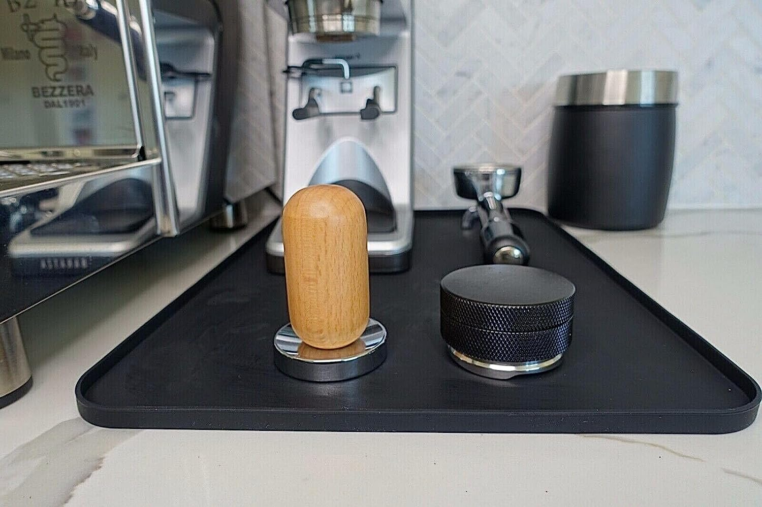 Grey Coffee Tamper Slim Mat - Large 30Cm X 42Cm - Easy Clean - Durable Food Grade Silicone - Stylish for Modern Kitchen Bench Tops - Fits Your Home Grinder and Accessories image number 1