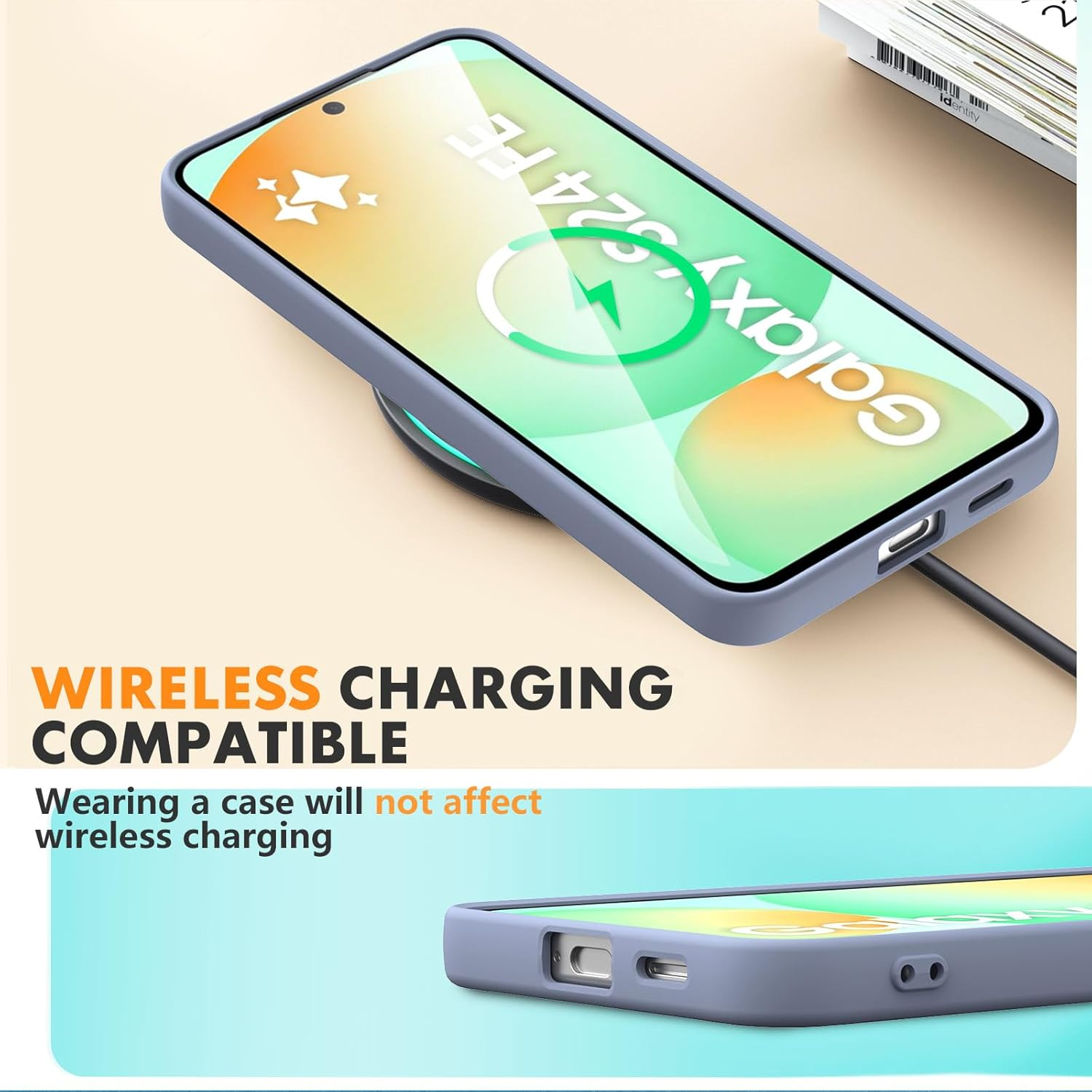 Vansdon for Samsung Galaxy S24 FE Case, 2 Pack Tempered Glass Screen Protectors, Soft TPU Liquid Silicone Case, Shockproof Rubber Silicone Gel Shell-Lavender image number 2