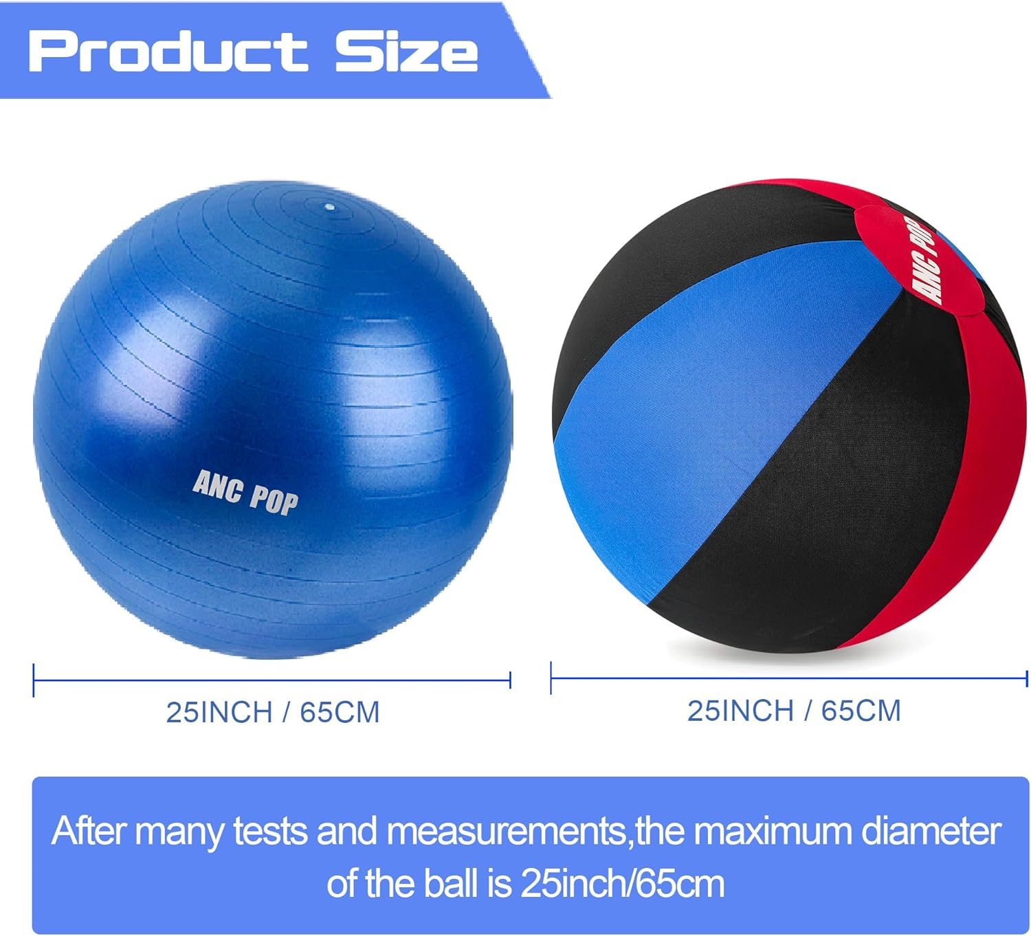 ANC POP Herding Ball for Dogs Horse Ball & Ball Cover 25" Ball for Horses Large with Hand Pump for Play Herding Ball Herding Ball Horse Toys for Horses Stall, Red and Blue and Black image number 3