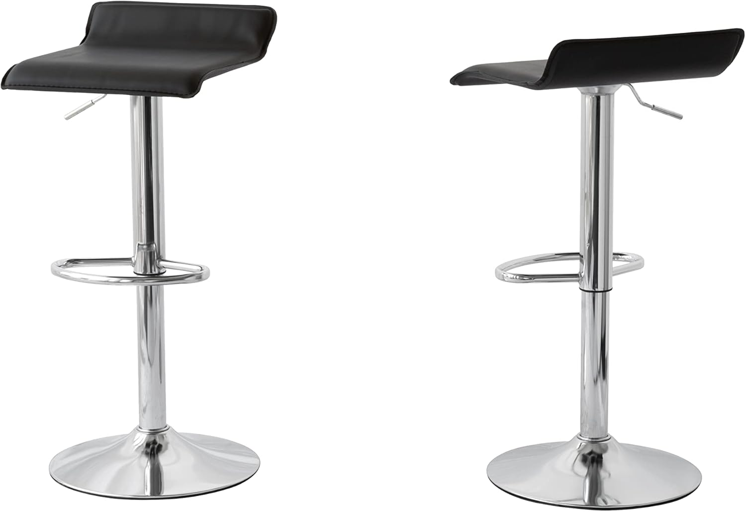 Lenoxx Low Back Leather Barstool - Pack of 2, Stylish Design, Stable & Sturdy, Comfortable Seating, Adjustable Height (90-110Cm) Max Capacity - 150Kg. Color - Black image number 2