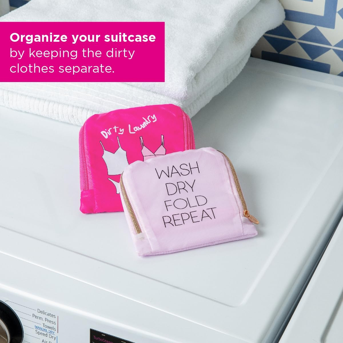 Miamica Expandable Laundry Bag, Grey/Gold