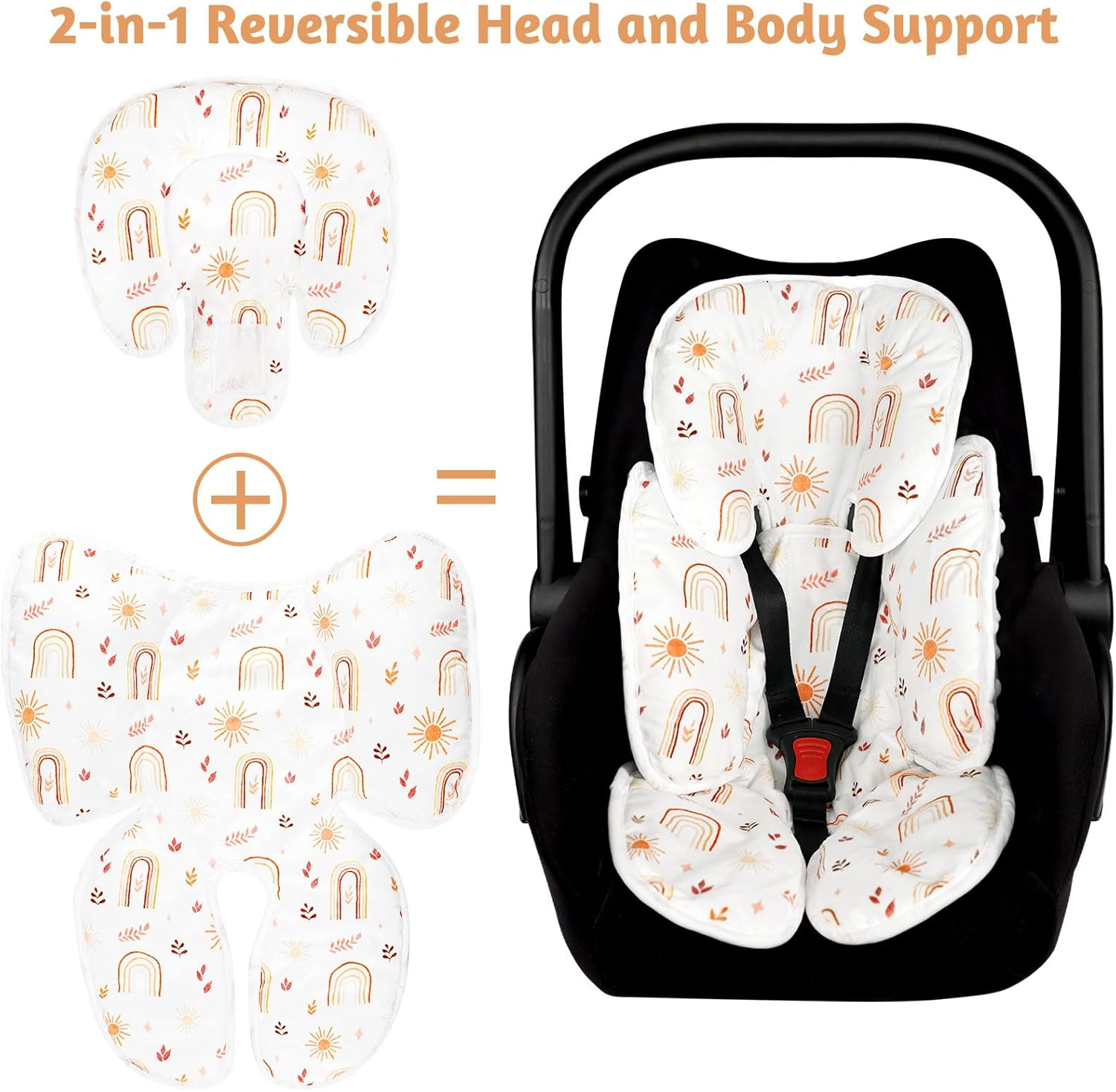 TANOFAR Infant Car Seat Head Support, Soft Baby Carseat Head & Body Support, Rainbow Baby Car Seat Insert Cushion for Newborn Boys - Flower image number 6