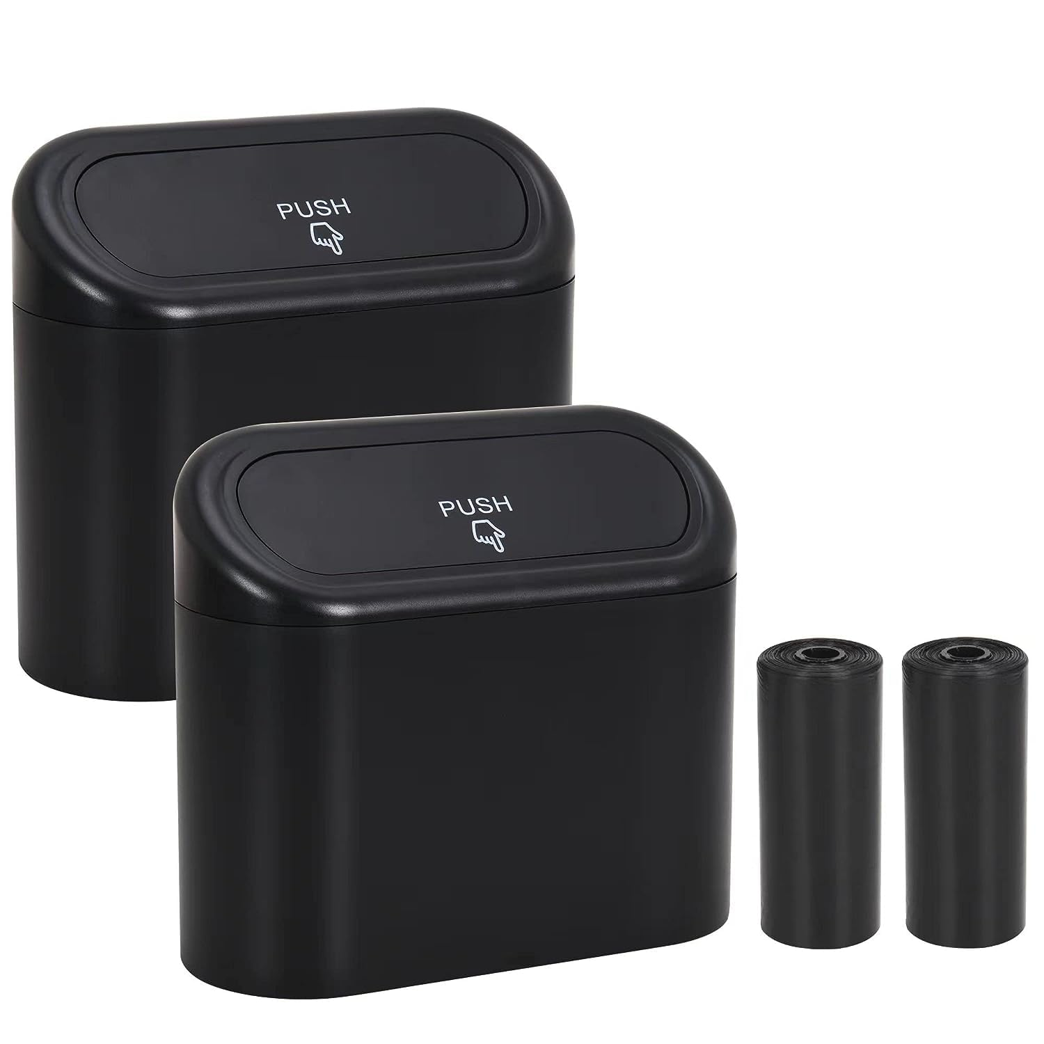 2 Pack Portable Hanging Mini Car Trash Can with 2 Rolls Car Trash Bags,Trash Can with Lid, Garbage Can for Car Office Home,Waterproof Odorless Garbage Can image number 6