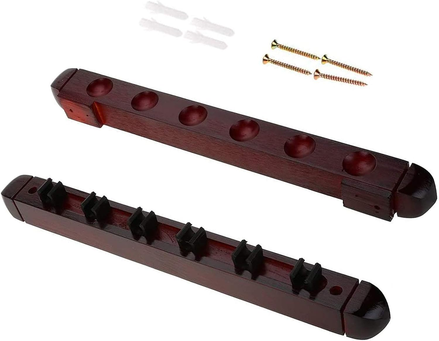 Mantouxixi Billiard Snooker Wooden Cue Rack Clip Stick Holder for 6 Pool Sticks, Wall Mount Wood Stained 6 Cues Billiard Wooden Pool Cue Rack Wall Mounted Stick Holder image number 1