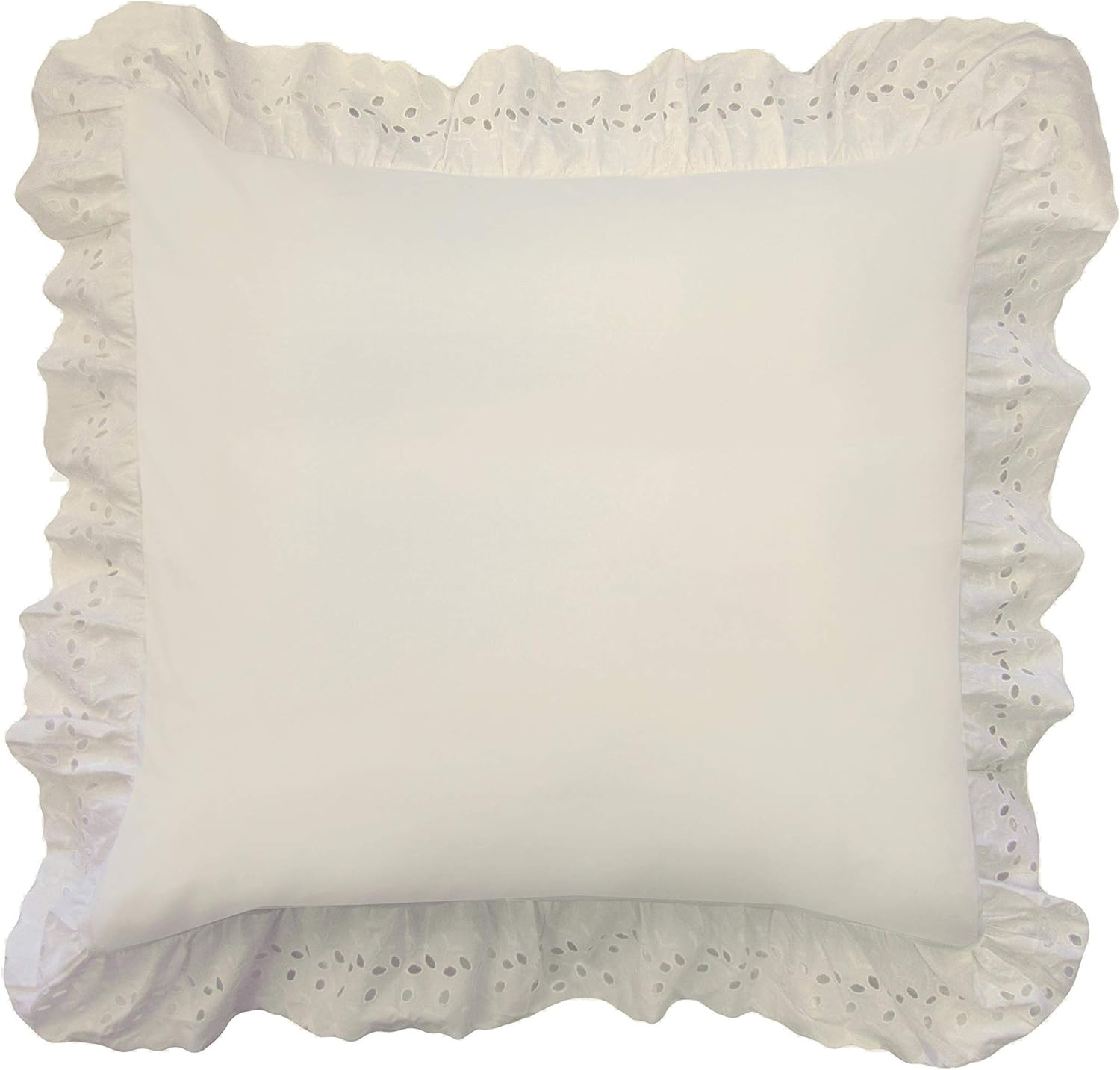 Fresh Ideas Eyelet Ruffled Pillow Sham Euro, Ivory image number 3