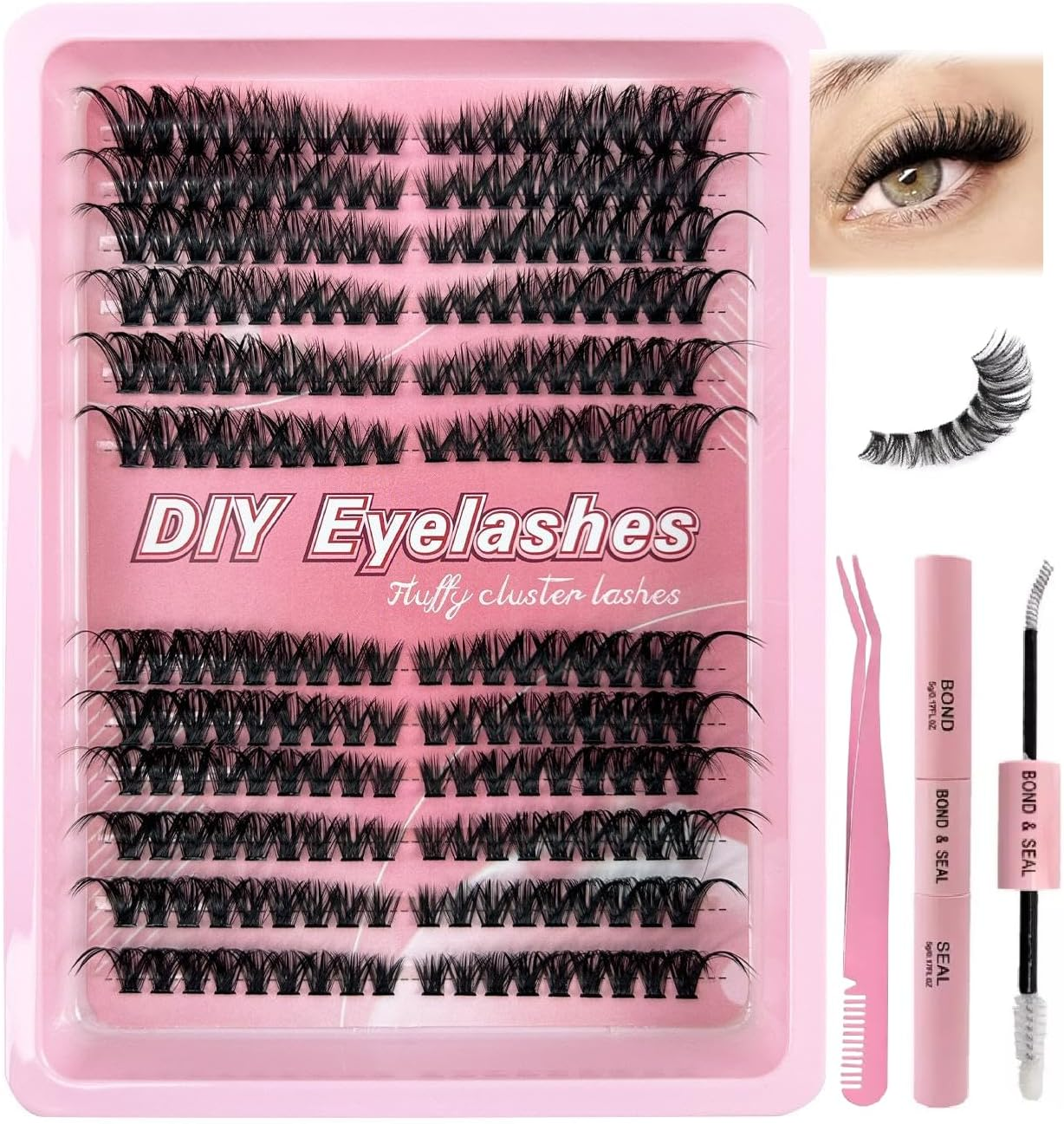 Cluster Lashes Lash Extension D Curl 50D 216Pcs Lash Clusters Individual Lashes Soft DIY Eyelash Extensions Mixed Tray Eyelash Clusters Easy Diy Lash Natural Look (50D-0.07D,8-16Mm) image number 2