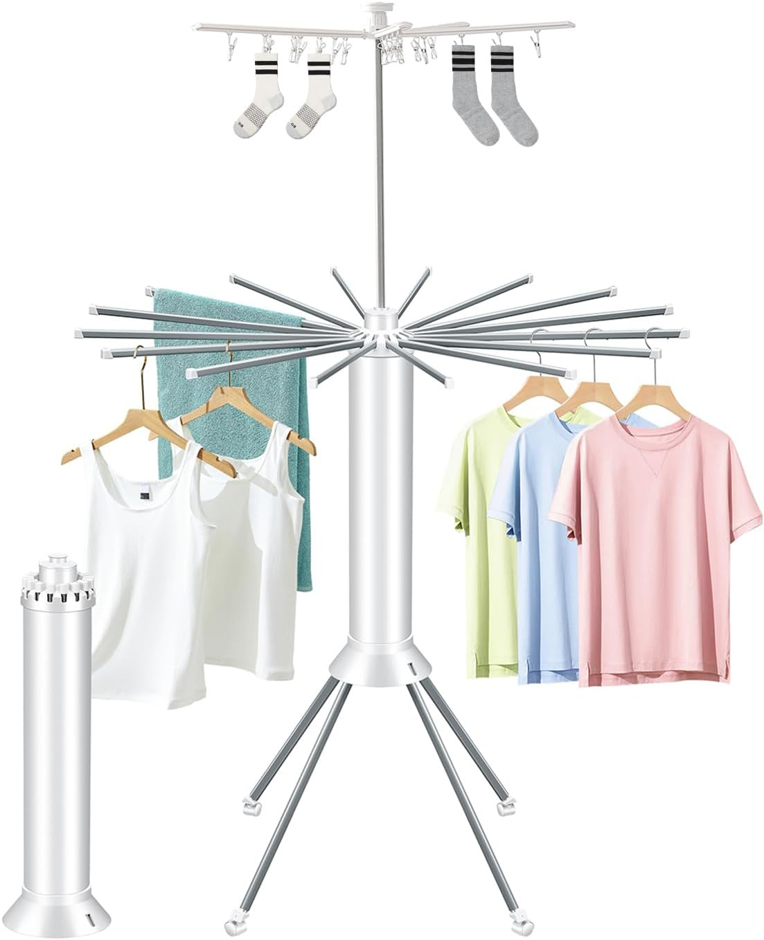 SIMTWO 2-Level Clothes Drying Rack Foldable, Portable Laundry Drying Rack with 21 Rods, Collapsible Folding Drying Rack for Clothes with 4 Legs, Aluminum Standing Dry Racks for Indoor & Outdoor image number 5