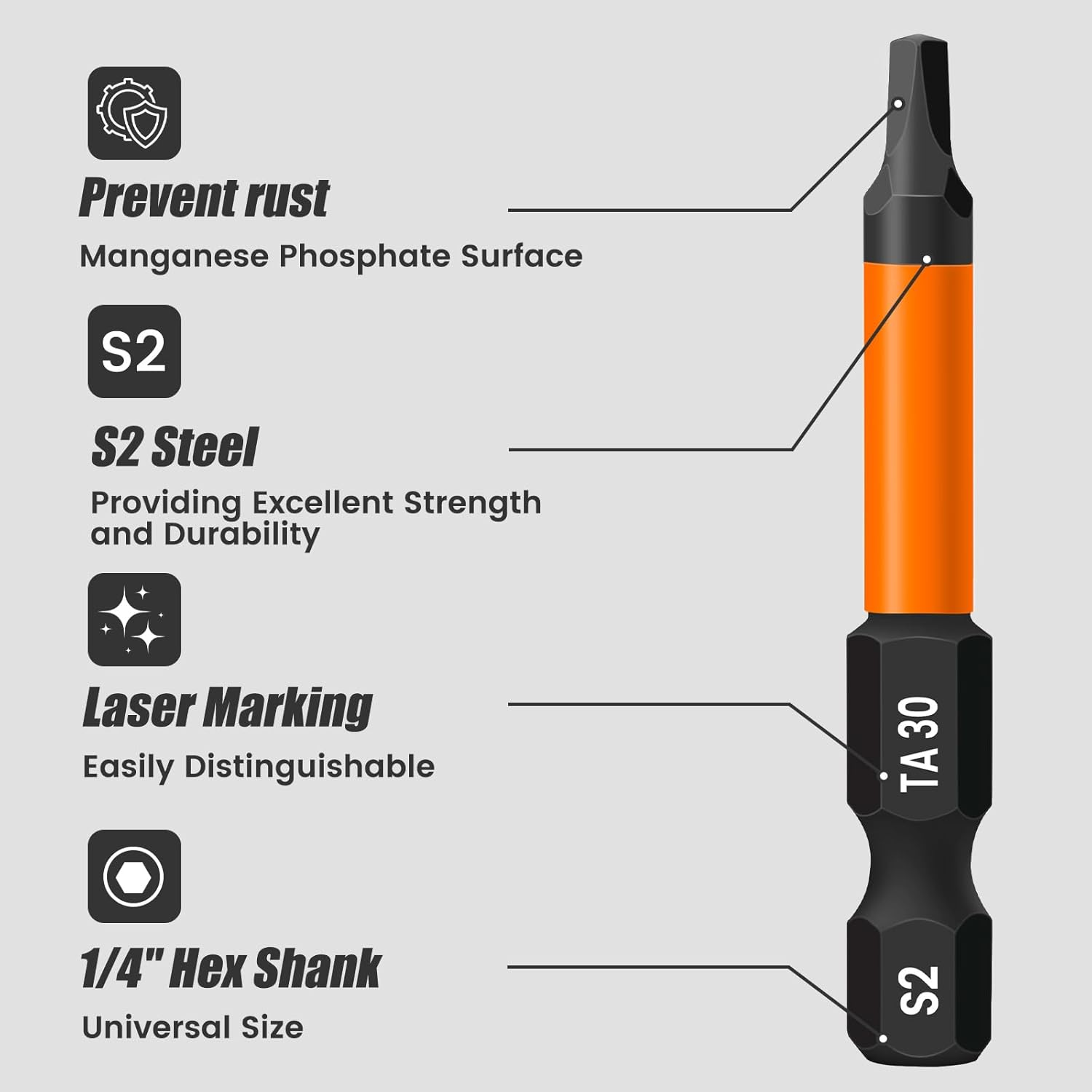 Saipe 10 Pieces Triangle Screwdriver Set, 2 Inch /50 Mm Long Magnetic Triangle Screwdriver Bits Set, 1/4 Inch Hex Shank Triangle Bit Set, S2 Steel Triangle Head Drill Bit for Impact Driver, TA12-TA30 image number 5