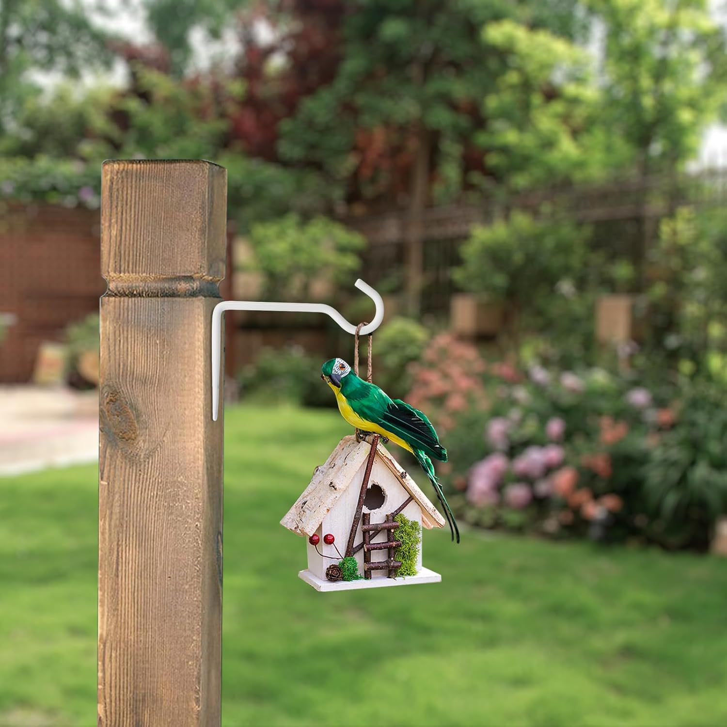 Mrmrkura 2 Pack 6 Inch Hanging Plant Bracket, Metal Plant Hangers, Wall Mount Planter Hooks for Bird Feeder Hanger/Lanterns/Wind Chimes (White)