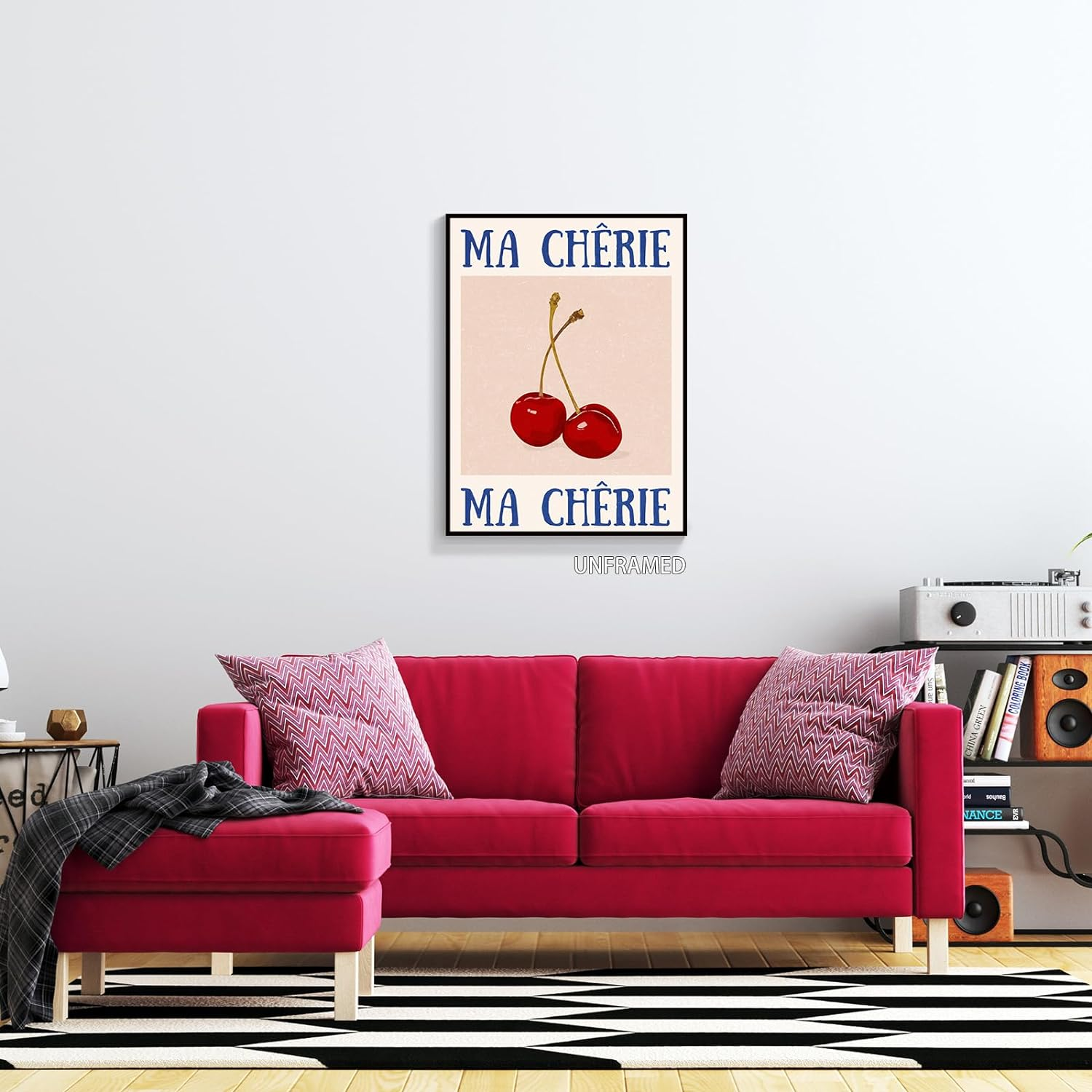 Yostyle Retro Funky Cherry Canvas Wall Art, Vintage 70S Red Blue Posters for Room Aesthetic, Trendy Preppy Cherry Picture Print for Teen Girls College Dorm Apartment Decor 12X16In Unframed image number 1