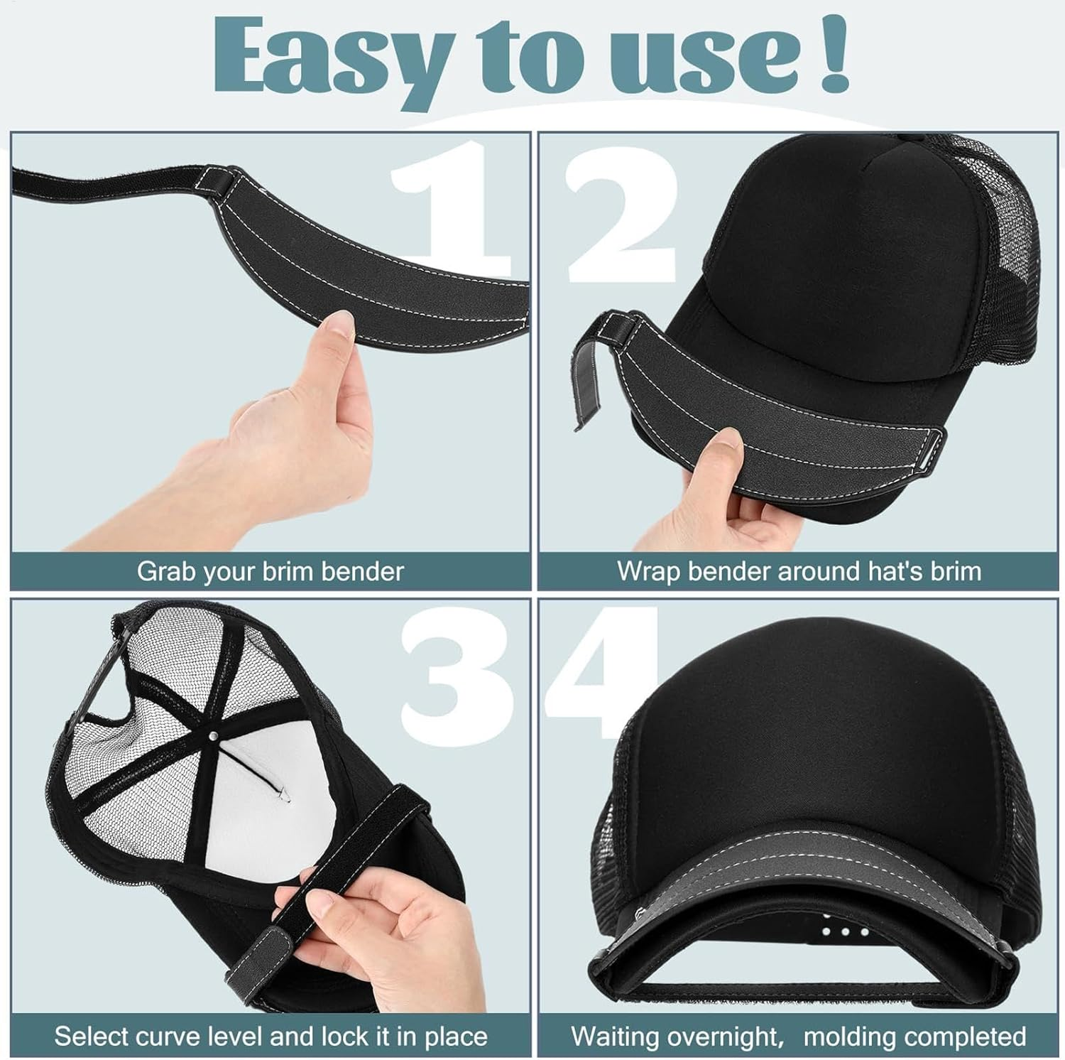Shpuuyy Baseball Caps Brim Bender - Adjustable Hat Brim Shaper and Tool,Curved Shaper Caps Shape Keeper, Hat Bands for Men Women Girls Boys image number 1