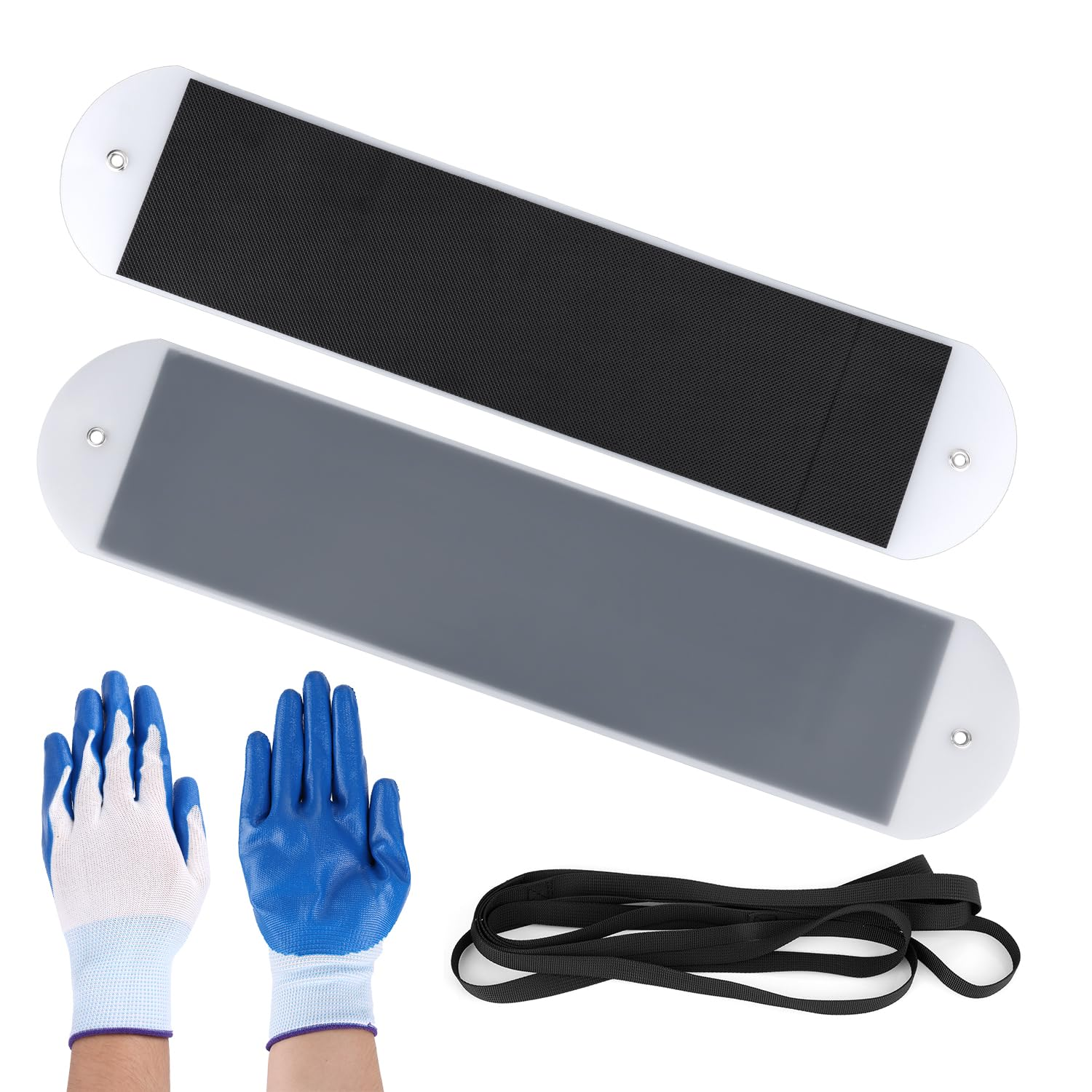 2Pcs RV Slide Out Floor Protectors, Small 29.92X6.69In Premium PE and EVA Slide Out Sleds Protector with 2Pcs Pull Straps & 1 Pair Gloves for Camper Travel Trailer(Black)