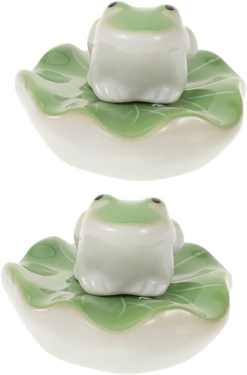 ORFOFE 2Sets Ceramic Floating Frogs Tea Pet Sculptures for Fish Tank Aquarium Decor of Detailed Aquarium Figurines for Landscape Decoration image number 1