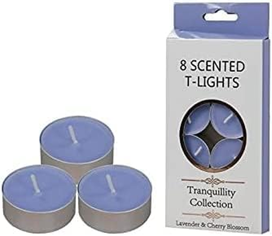Tranquillity Collection Scented Tea Light Candle 8-Pieces, Lavender and Cherry Blossom image number 1