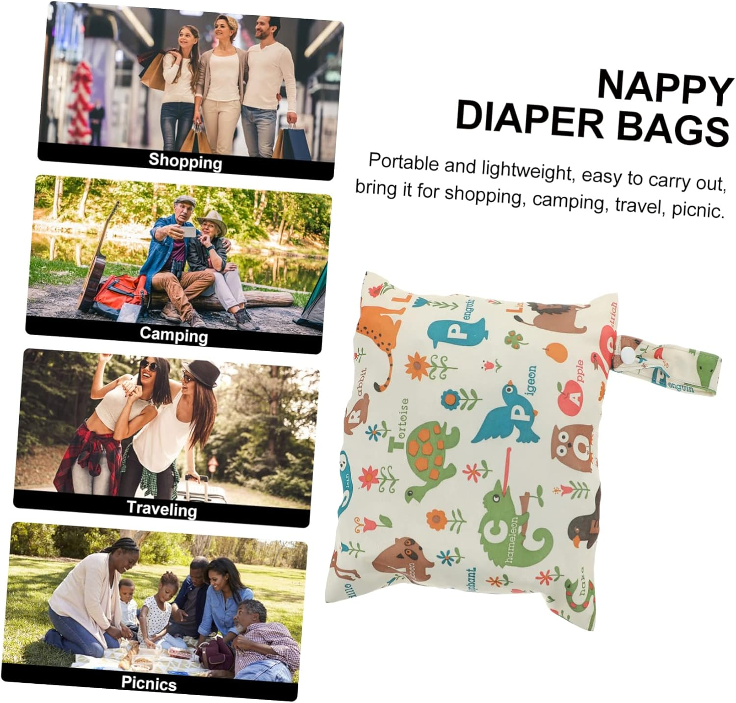 Vaguelly 3Pcs Diaper Storage Bag Nappy Bag Organiser Travel Pouch for Diapers Toiletries