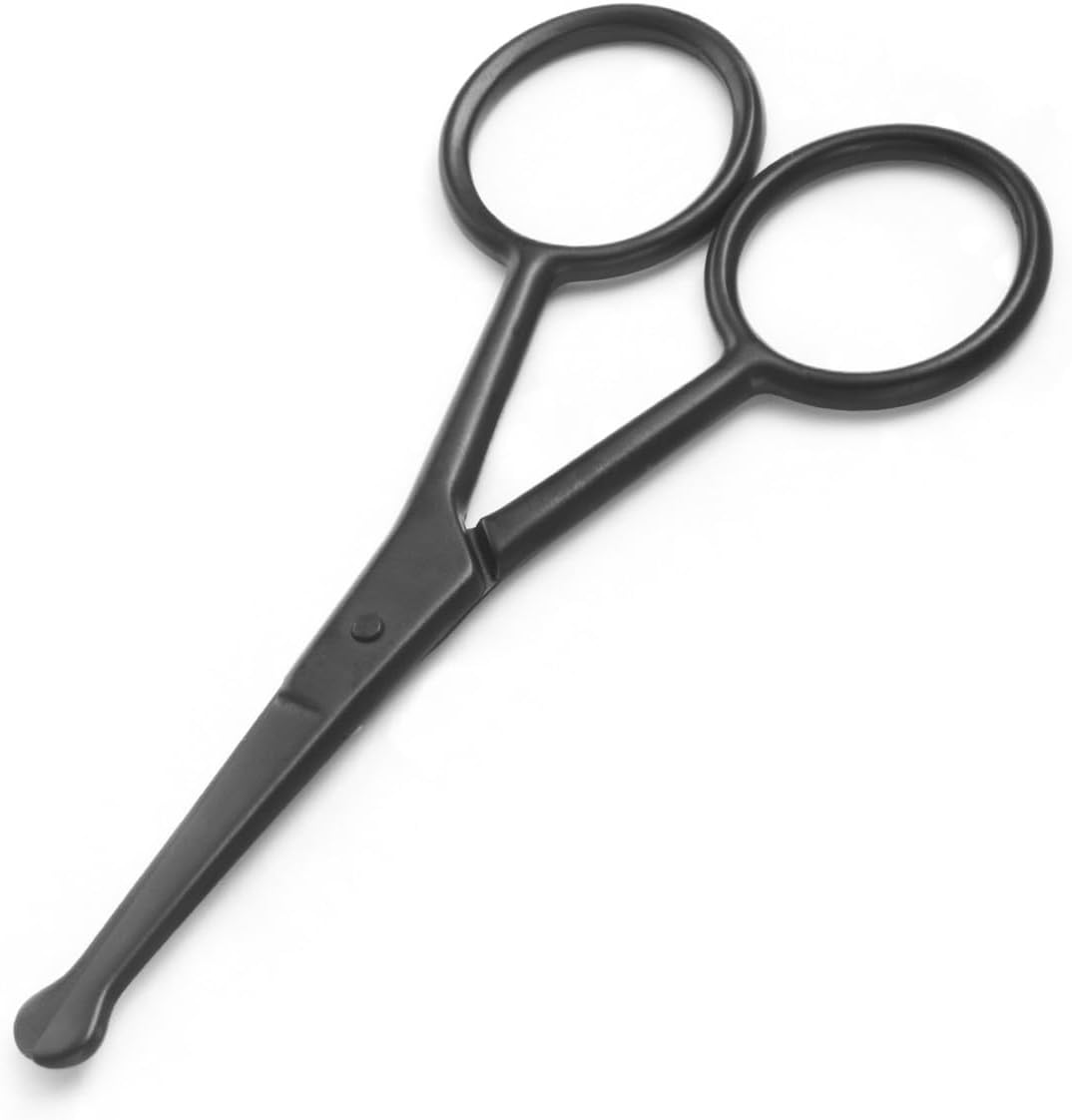 Premium Manicure Rounded Tip Scissors Multi-Purpose Stainless Steel Cuticle Pedicure Beauty Grooming Shears for Nail, Eyebrow, Eyelash, Dry Skin, Nose Hair (Black 4 Inch) image number 3