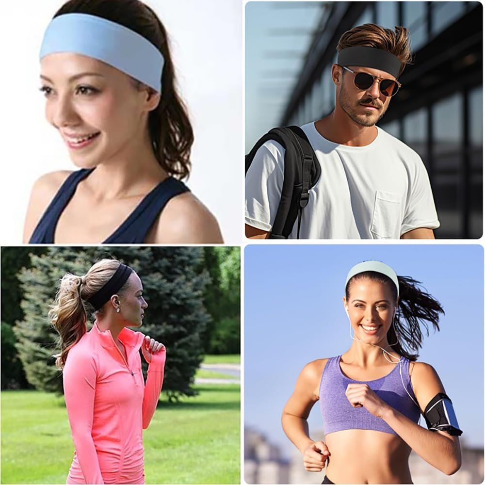 Custelen 8-Pack Sport Headbands for Women - Elastic Soft Fabric Non-Slip Hair Bands for Daily Workout, Yoga, Running, and Sports image number 2