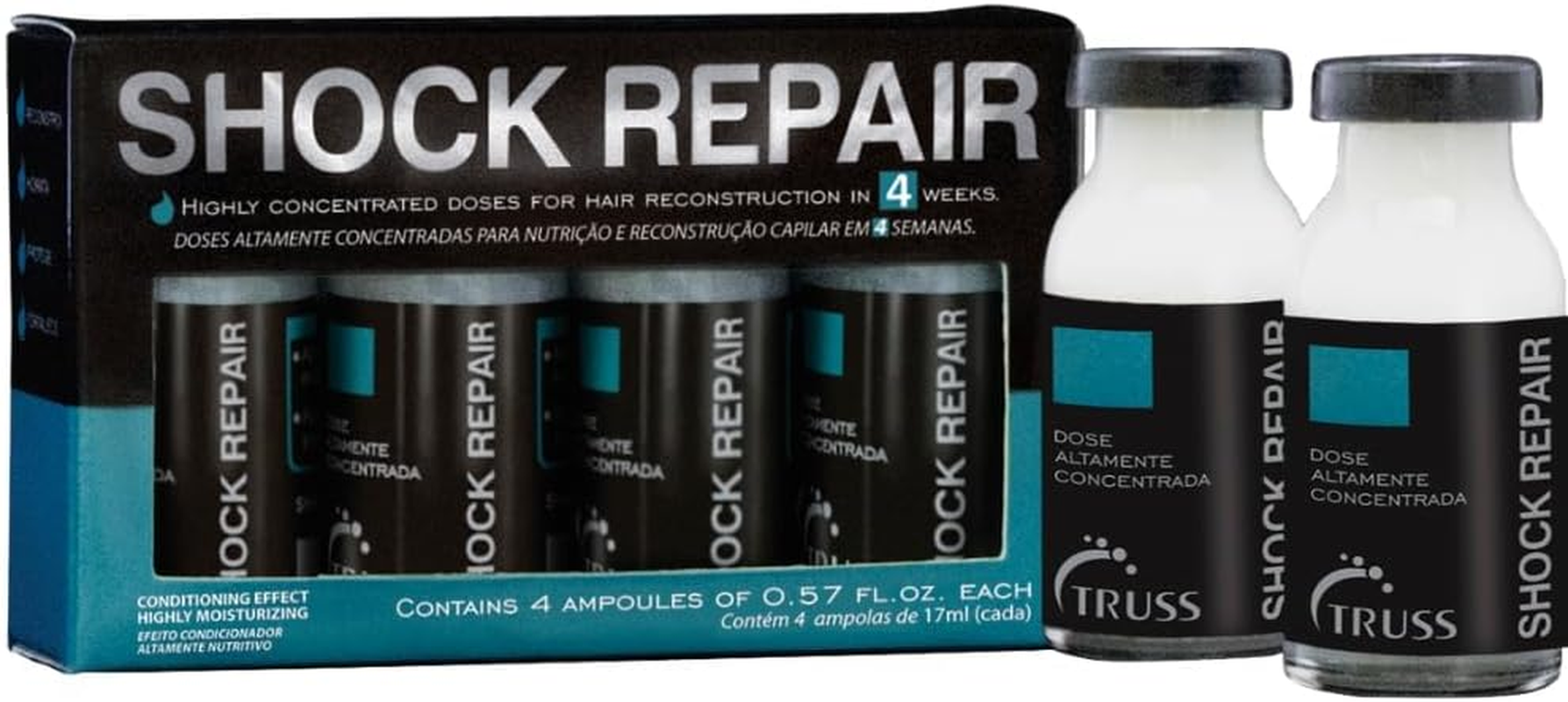 TRUSS Shock Repair - Hair Treatment for Damaged Hair - Highly Concentrated Ampoules for Weekly Reconstruction & Hair Repair. Promotes Hydration, Strength and Protection - 4 Week Supply image number 2
