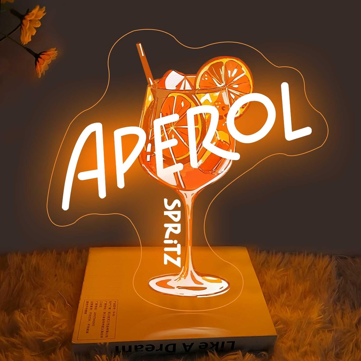 Aperol Spritz Neon Signs for Wall Decor Orange Cocktail LED Light up Sign for Home Bar, Kitchen, Man Cave, Bedroom, Pub, Party, Lounge Decor