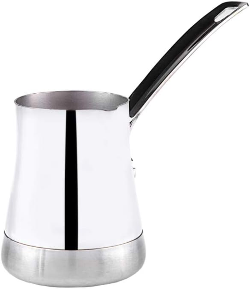 Karaca Win Turkish Coffee Pot with Metal Handles for Stove, Stainless Steel & Elegant Turkish Cezve for Briki Greek, and Arabic Coffee (Set of 2)