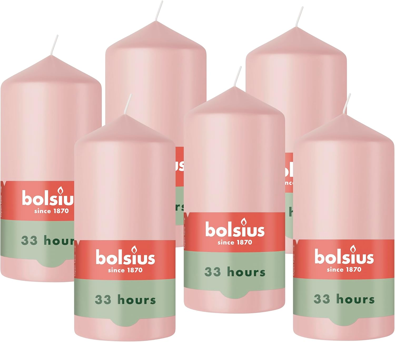Bolsius - Pillar Candle - Light Pink - 12 Cm - Burning Time 33 Hours - with Natural Extracts - Natural Plant Wax - without Palm Oil image number 2