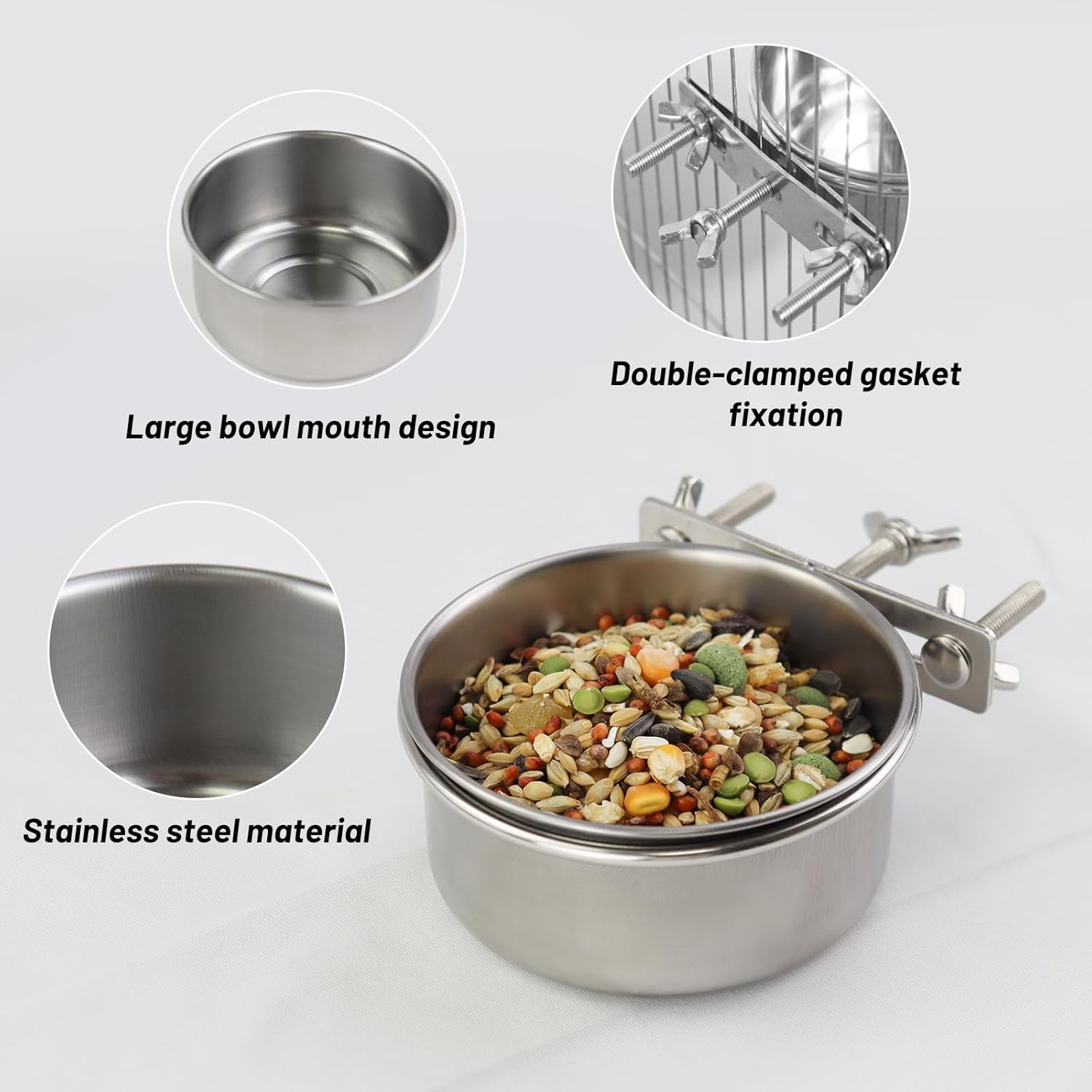 Luckyopt 11 Oz Bird Cage Feeding Bowl, Removable Hanging Metal Bird Bowls for Cage Prevent Tipping and Movement, Sturdy Small Animal Bowls for Hamsters, Parrots, Squirrels, Rabbits (10 X 4.5 Cm) image number 3