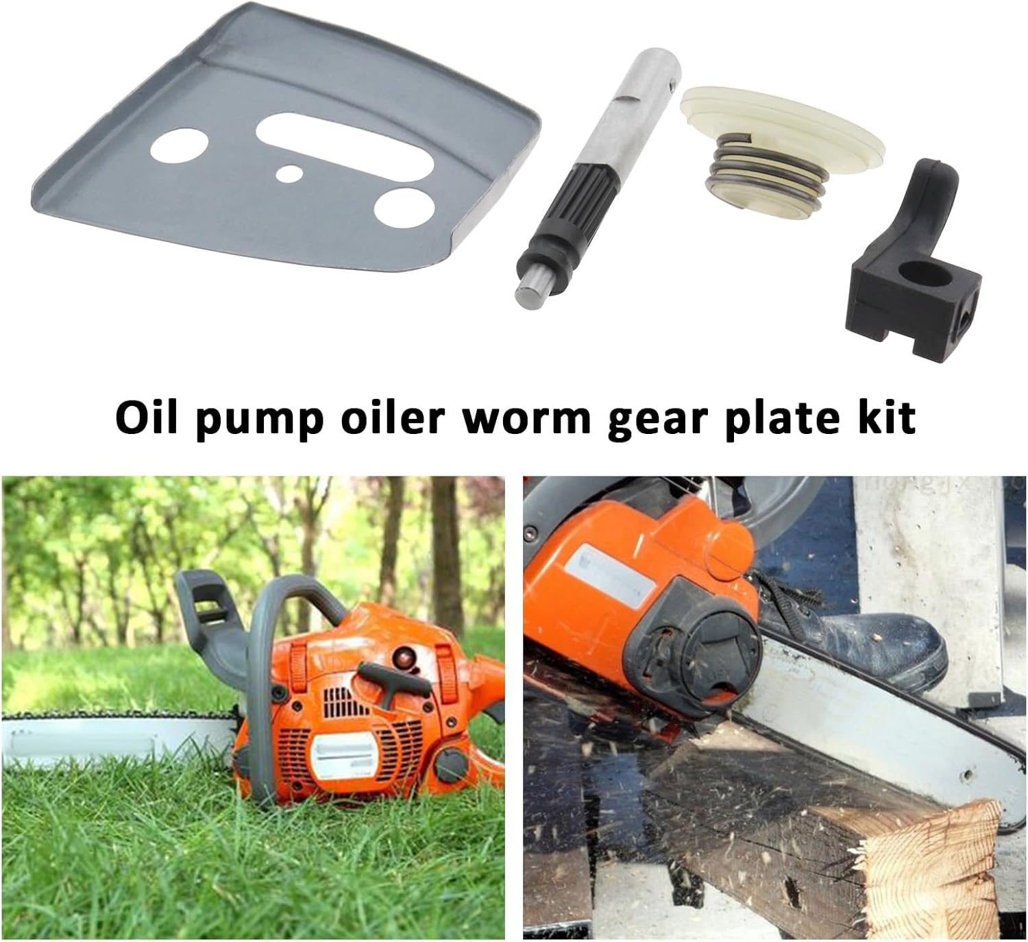 LT Easiyl 4Pcs Oil Pump Oil Filler Worm Gear Plate Kit Compatible with Husqvarna 340/350/ 345/346 Xp, 353 Chainsaw Accessories 503931801 503854801 503932101 image number 1
