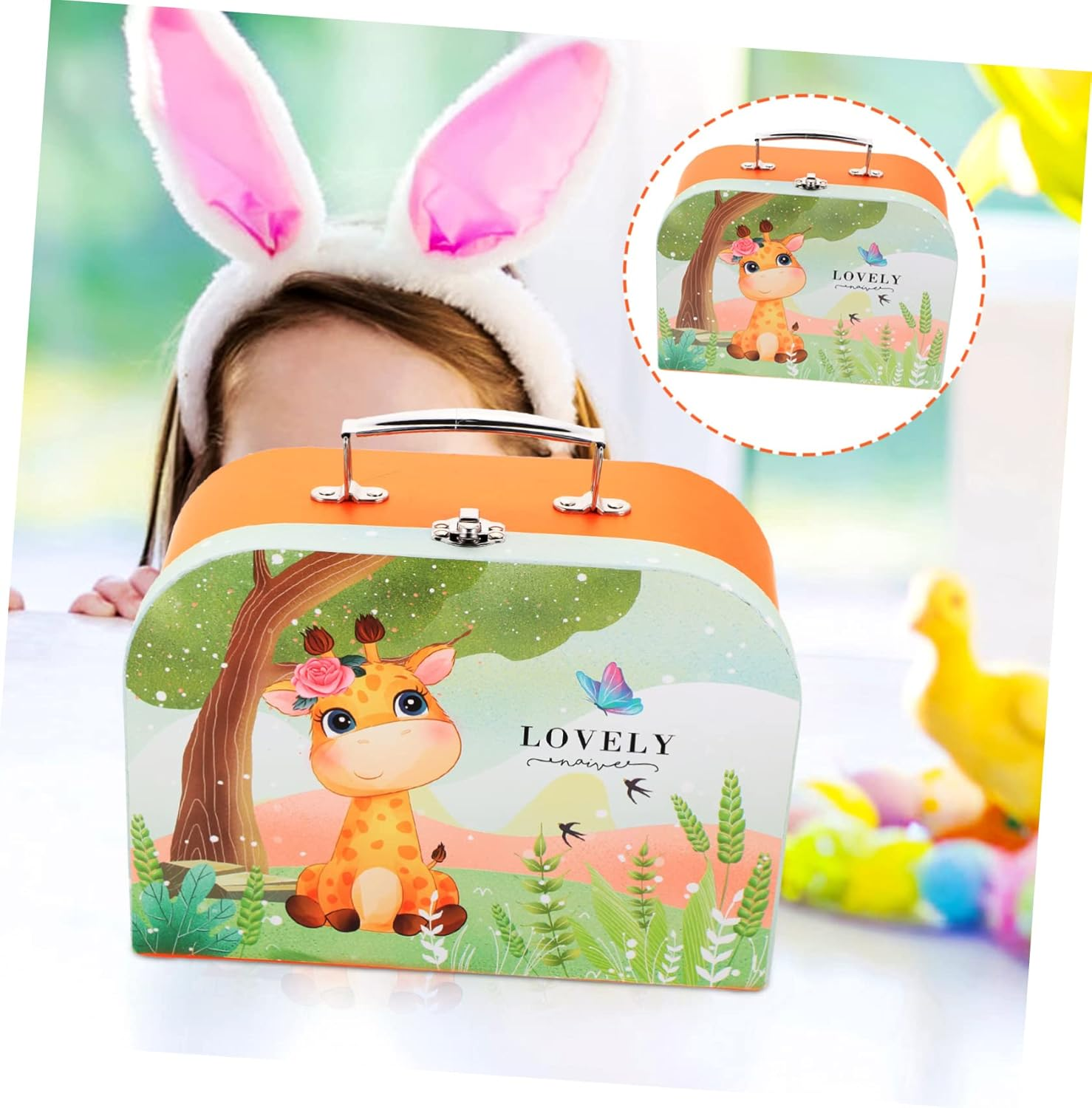 Giraffe Portable Handheld Storage Box Large Suitcase for Boys and Girls Travel Makeup Organizer Sundries Storage Case image number 5