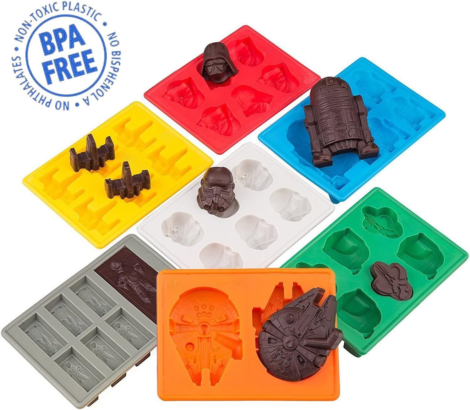 Winonarri Characters Silicone Ice Cube Trays Ideal for Chocolate, Ice Cubes, Jelly, Candy, Dessert, Bakeware Soap and Candle (Set of 7) image number 2