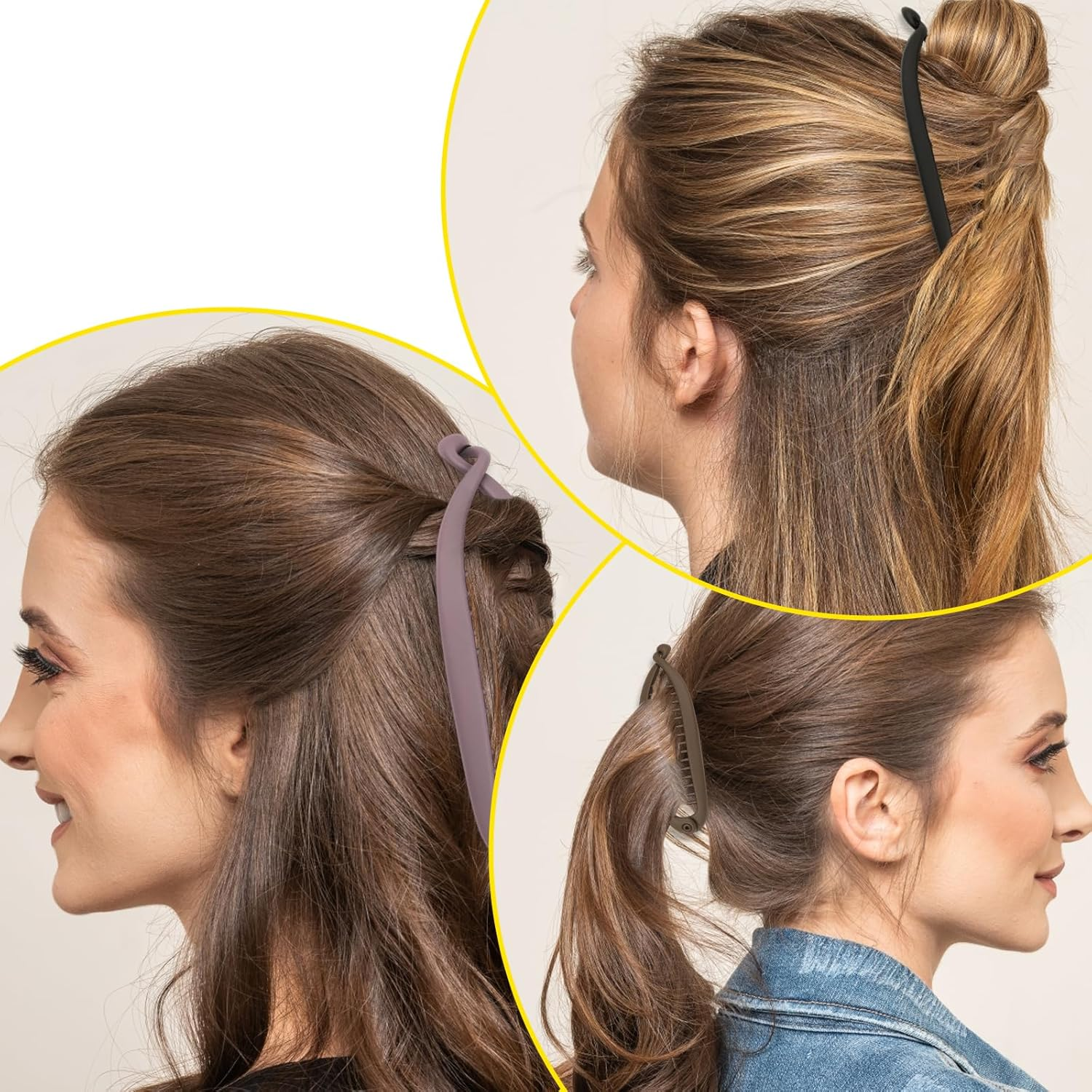 Pack of 5 Women'S Banana Clips, Thin Hair, Stylish Hair Clips for Yoga, Makeup and Special Occasions, Banana Hair Clips image number 3