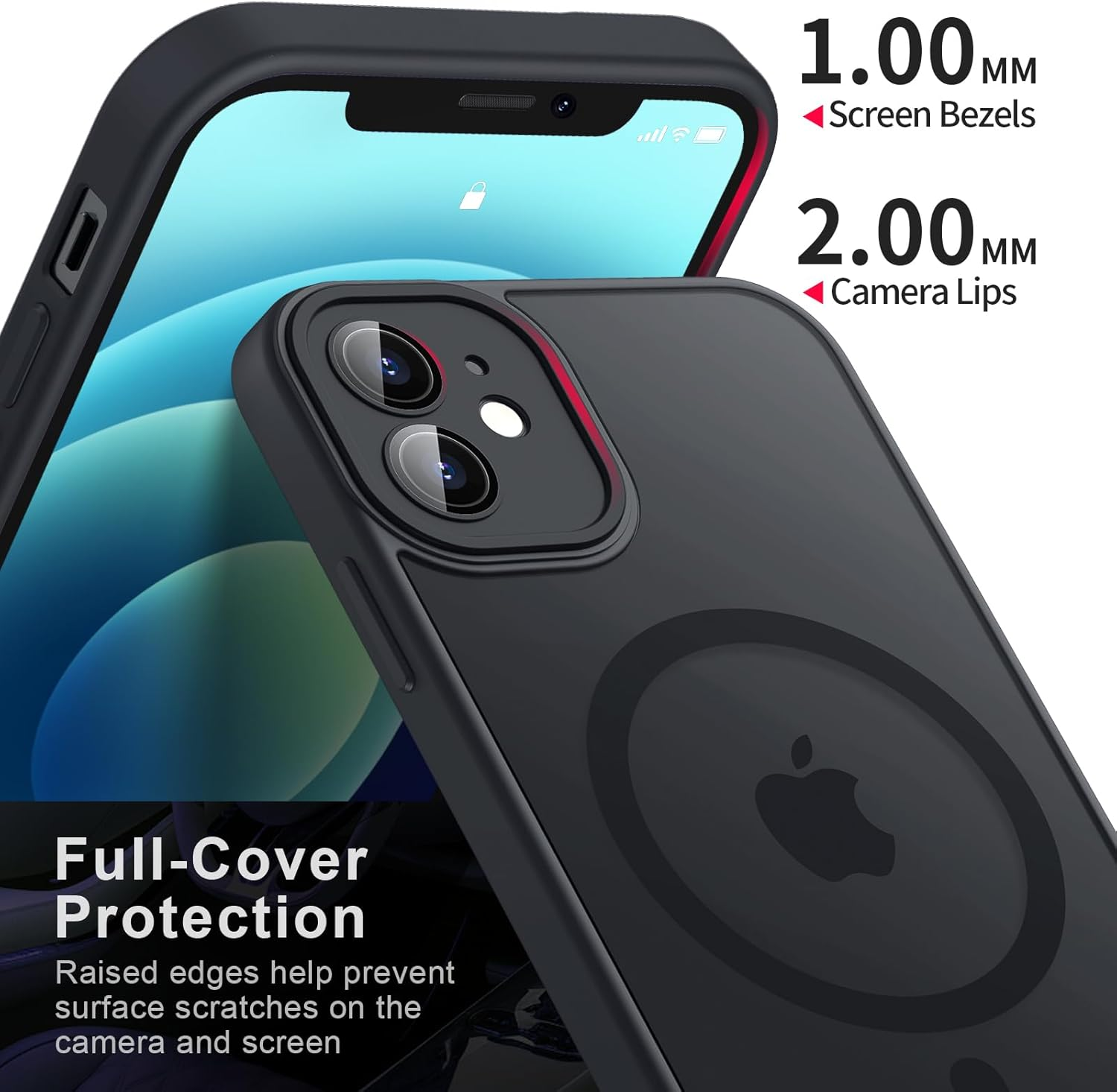 Magnetic Case for Iphone 12 Case, [Compatible with Magsafe] Drop Protection Skin-Friendly Shockproof Protective Translucent Matte Case Cover for Iphone 12 - Black image number 6