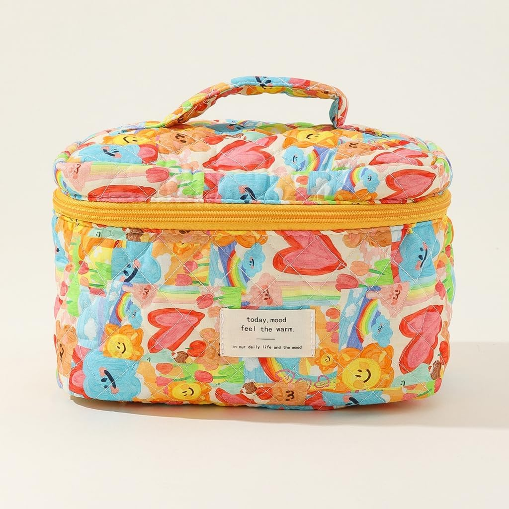 DDPOND Makeup Bag Quilted Toiletry Bags Cosmetic Bag for Travel Makeup Organizer Bag - Color Stripes image number 2