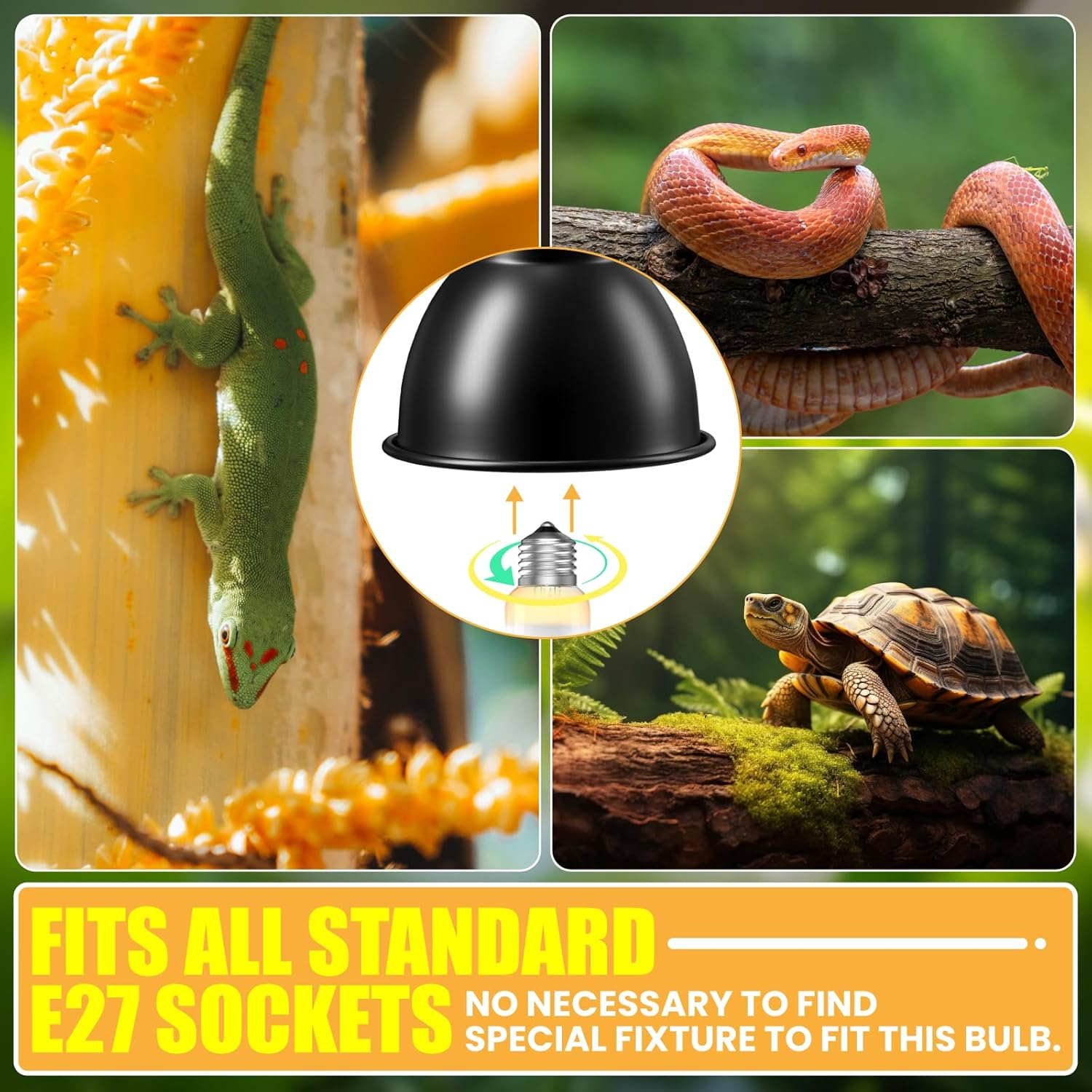 100W E27 Reptile Heat Lamp, UVA UVB Bulb for Amphibian Basking - Tortoise, Bearded Dragon, Lizard, Gecko, Puppy image number 1