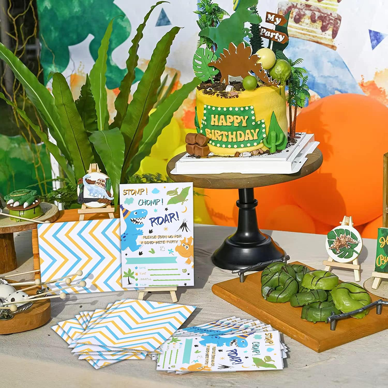 Dinosaur Party Invitation Cards -10 Sets Fill-In Invitations with Envelopes Dino Party Supplies for Boys Birthday Invites Double-Sided Printed Eco-Friendly T-Rex Cards image number 4