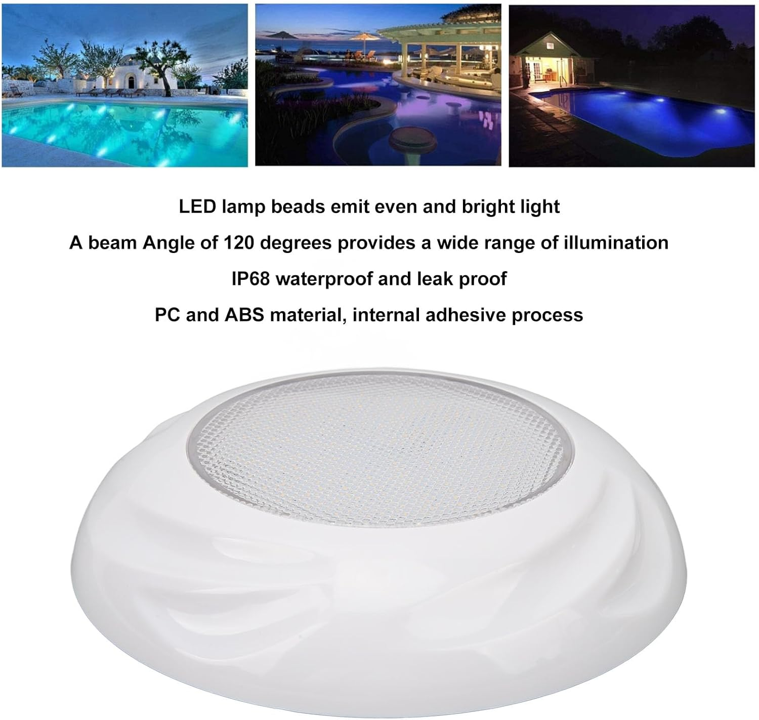 Underwater LED Pool Lights High Brightness 18W IP68 Waterproof Swimming Pool Lights for Public Fountain Square (White Light)