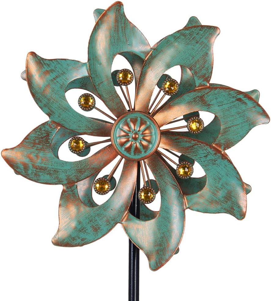 DREAMYSOUL Outdoor Wind Spinner 37 Inch, Metal Garden Wind Sculpture Bronze Wind Spinners for Patio Yard Lawn Decor image number 3