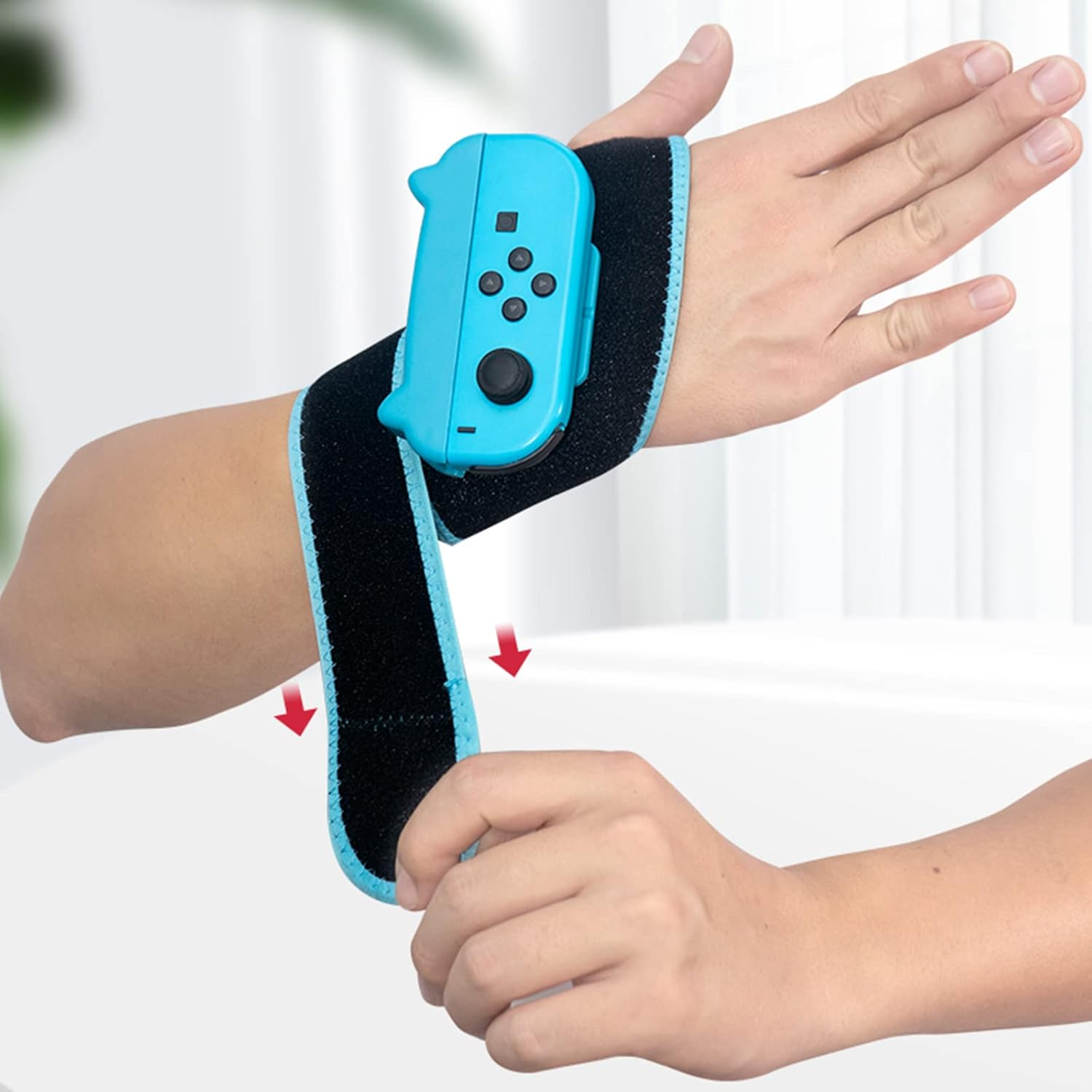Switch Arm Band, Switch Wrist Strap Compatible with Nintendo Switch Just Dance Game and Switch Boxing Game - Blue and Red (2 Packs) - Black image number 4