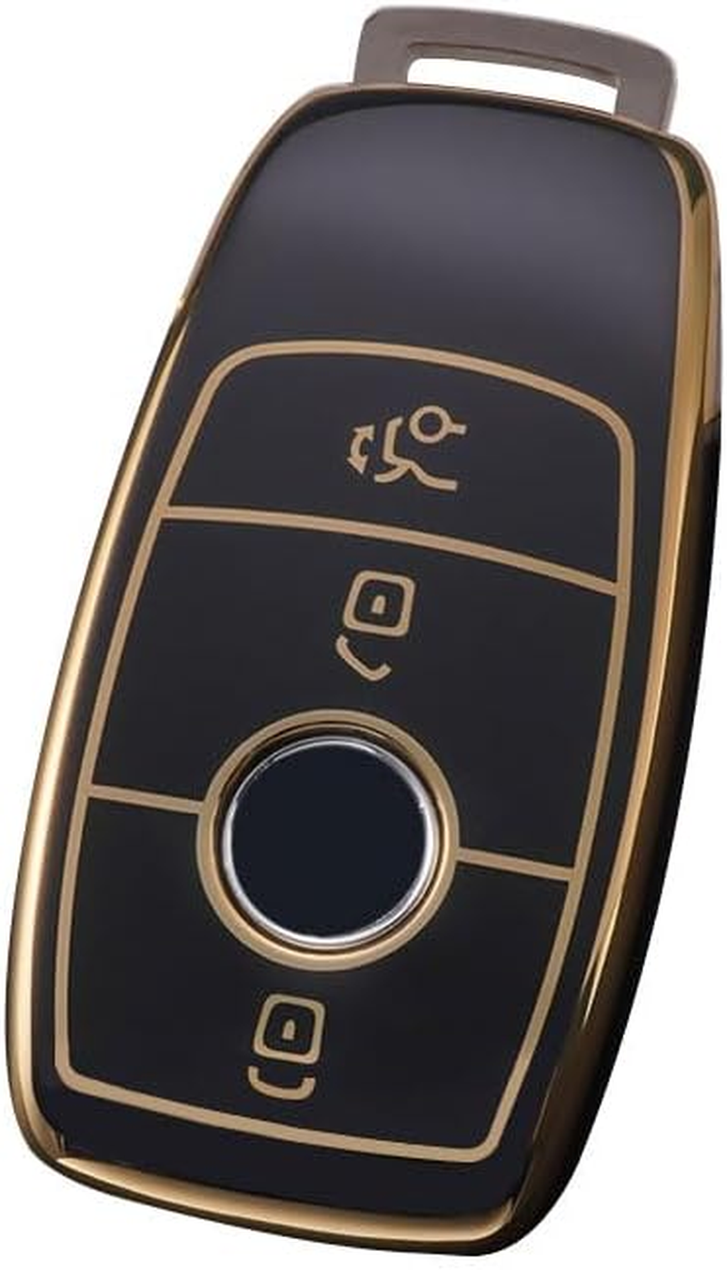 Key Cover for Mercedes Benz, Soft TPU Car Key Cover Protective Shell, Compatible with A-Class, C-Class, GLC, GLE, SLC, SLS Models (Black) image number 1