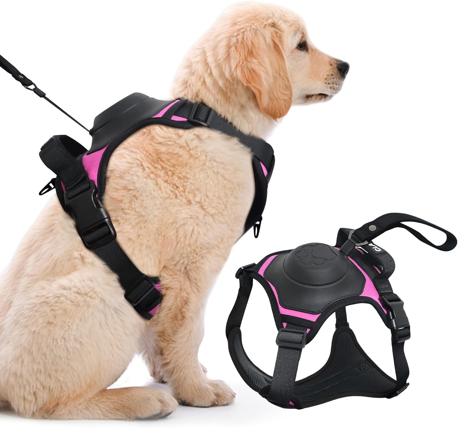 2 in 1 No Pull Dog Harness with Retractable Leash, No Pull Dog Harness & Retractable Dog Leash【Auto-Lock Function】Adjustable Breathable Dog Vest with Control Handle for Medium Dogs(L) image number 2